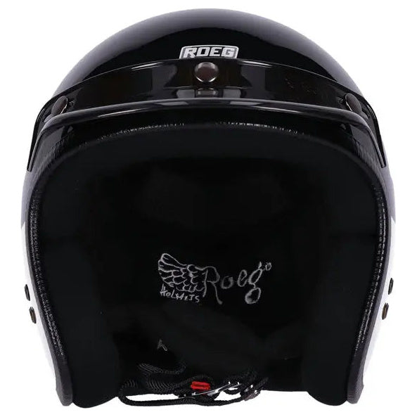 Roeg Jett Curbstone White open-face motorcycle helmet, front view