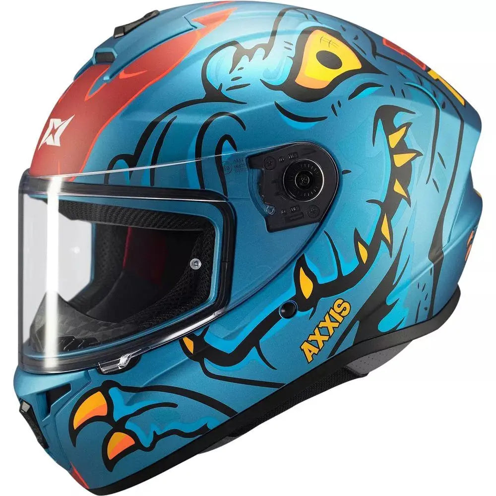 Axxis Draken S Dinotoon C7 Full Face Helmet Matt Blue  - FREE UK Shipping, FREE 365 Day Returns | Moto Central