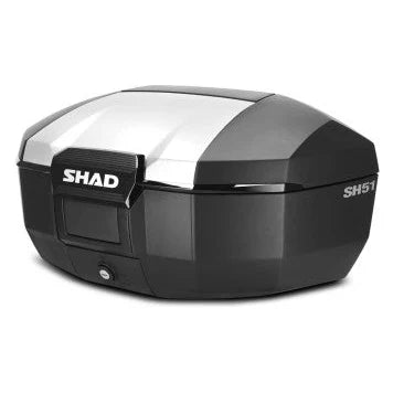 SHAD SH51 Top Box Aluminium, front three-quarter view on white