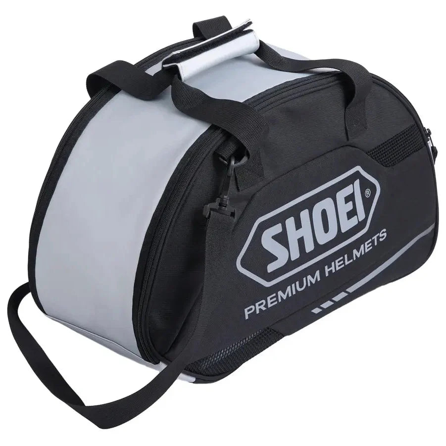 Shoei Racing Helmet Carry Bag 5 Black / Silver, side three-quarter view on white