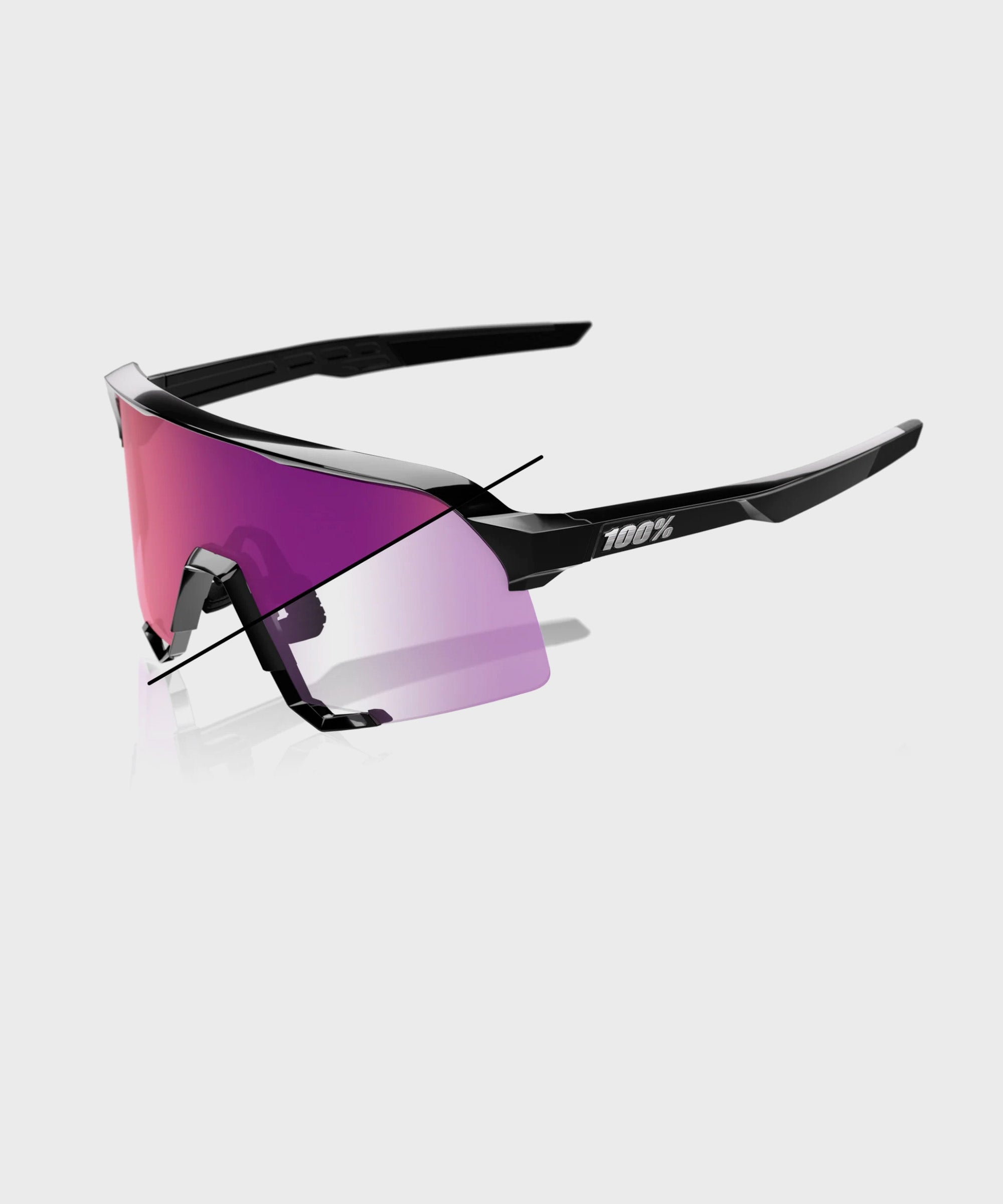 100% S3 Glasses Gloss Black / Purple Flash Mirror Photochromic Lens - FREE UK Shipping, FREE 365 Day Returns | Moto Central