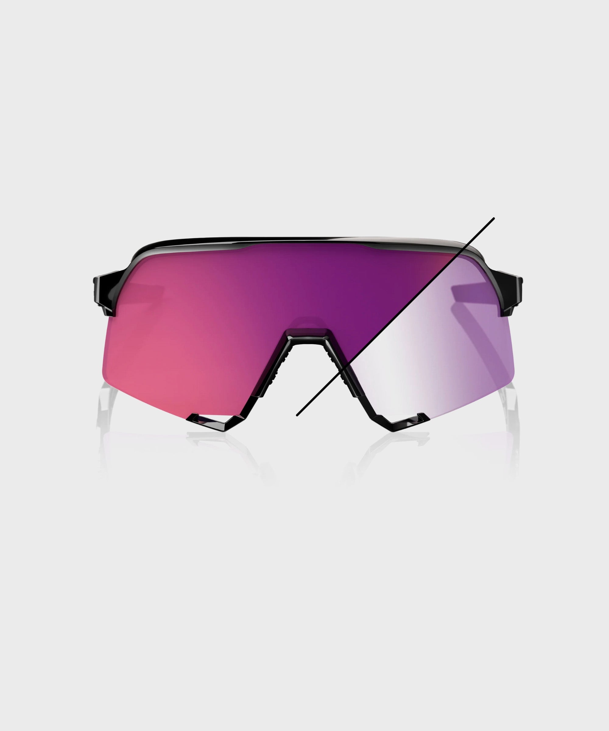 100% S3 Glasses Gloss Black / Purple Flash Mirror Photochromic Lens - FREE UK Shipping, FREE 365 Day Returns | Moto Central