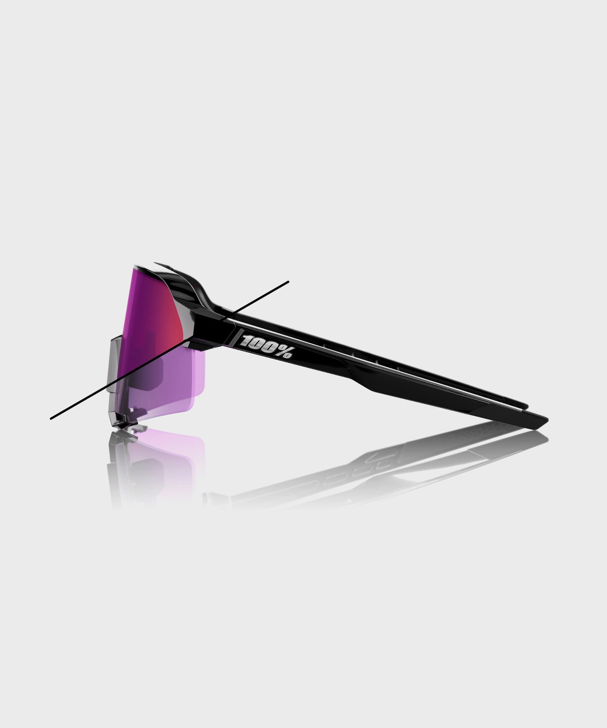 100% S3 Glasses Gloss Black / Purple Flash Mirror Photochromic Lens - FREE UK Shipping, FREE 365 Day Returns | Moto Central