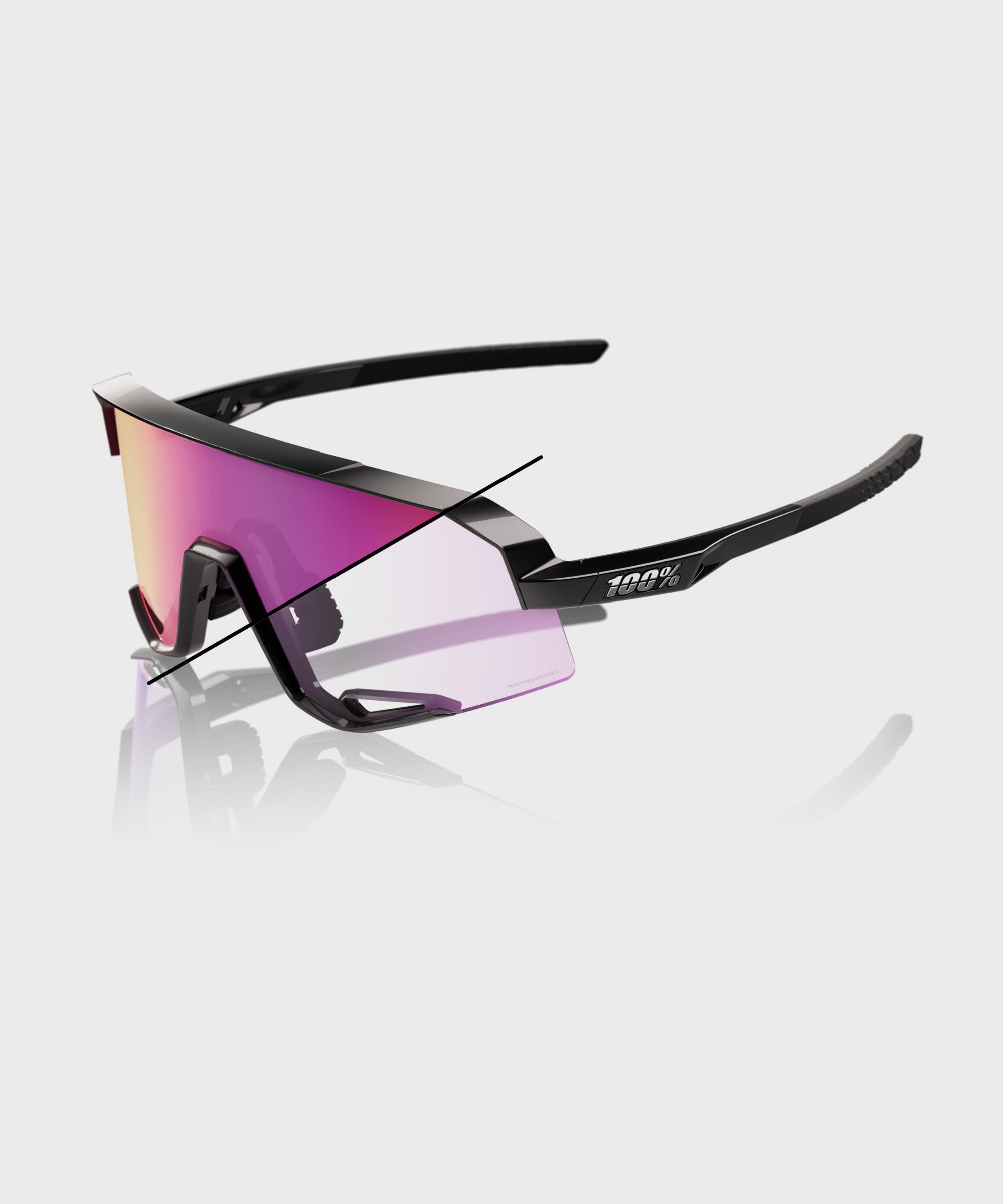 100% Slendale Glasses Gloss Black / Purple Flash Mirror Photochromic Lens - FREE UK Shipping, FREE 365 Day Returns | Moto Central