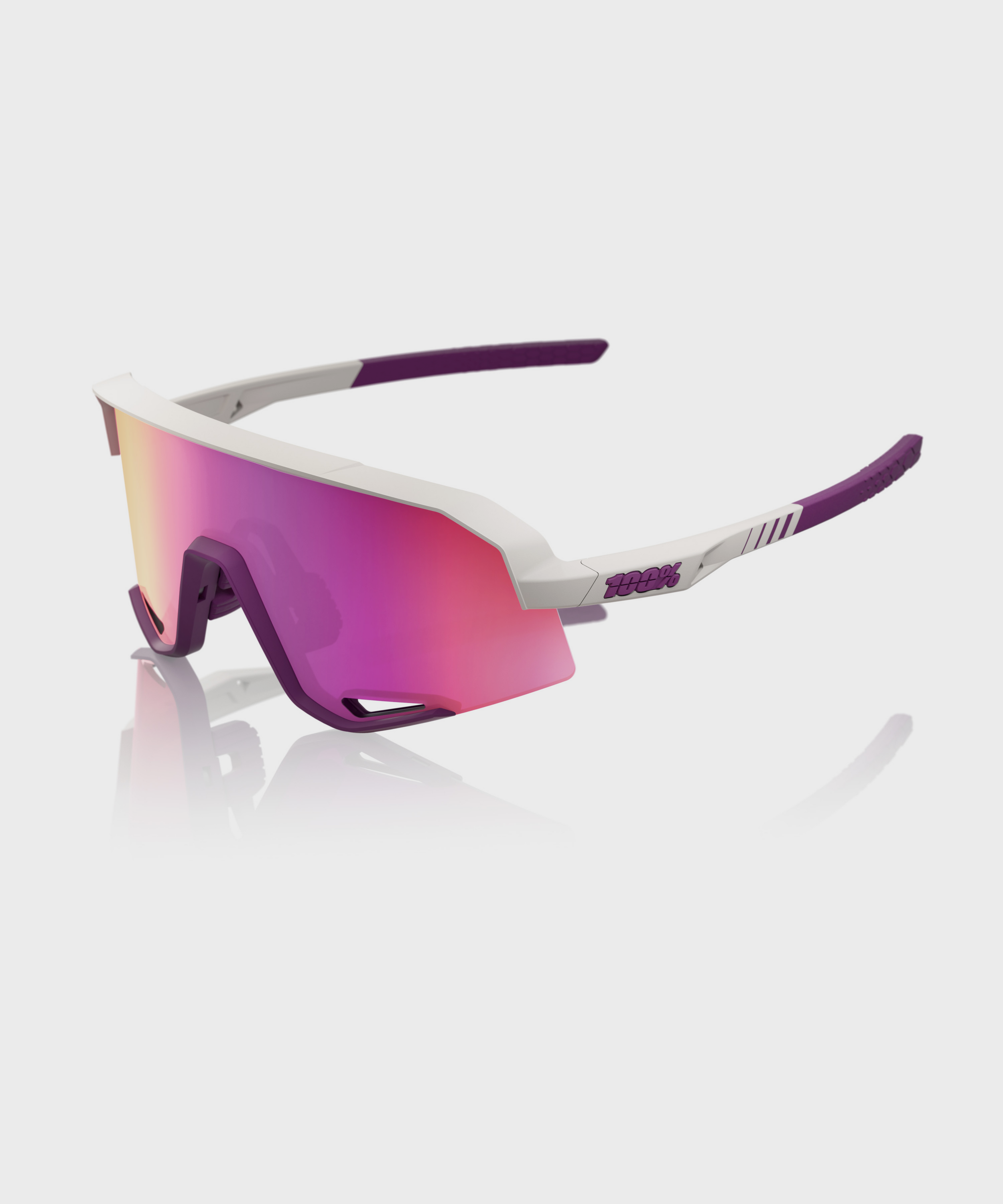 100% Slendale Glasses Matt Chalk / Purple Multilayer Mirror Lens - FREE UK Shipping, FREE 365 Day Returns | Moto Central