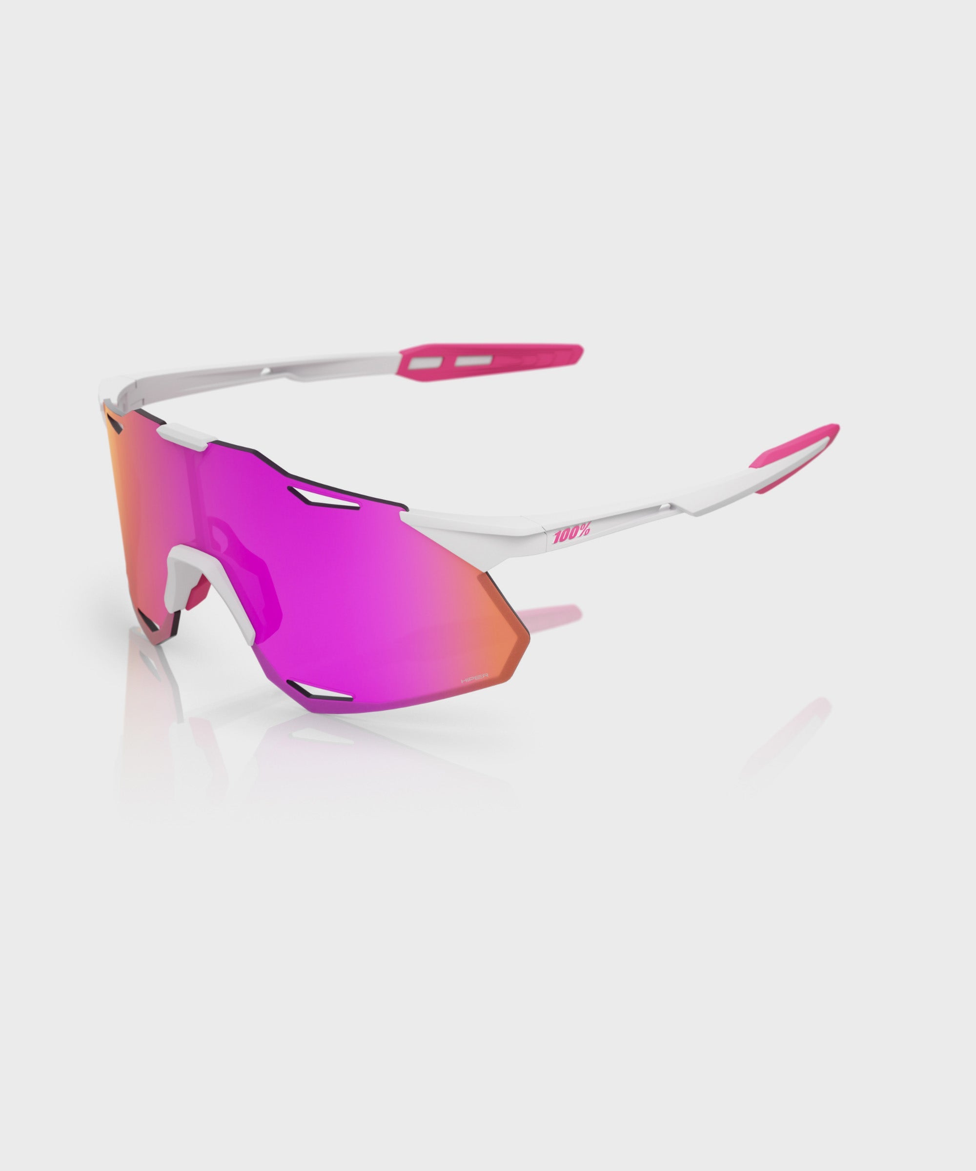 100% Hypercraft XS Glasses Matt White Pink / HiPER Vital Pink Mirror Lens - FREE UK Shipping, FREE 365 Day Returns | Moto Central