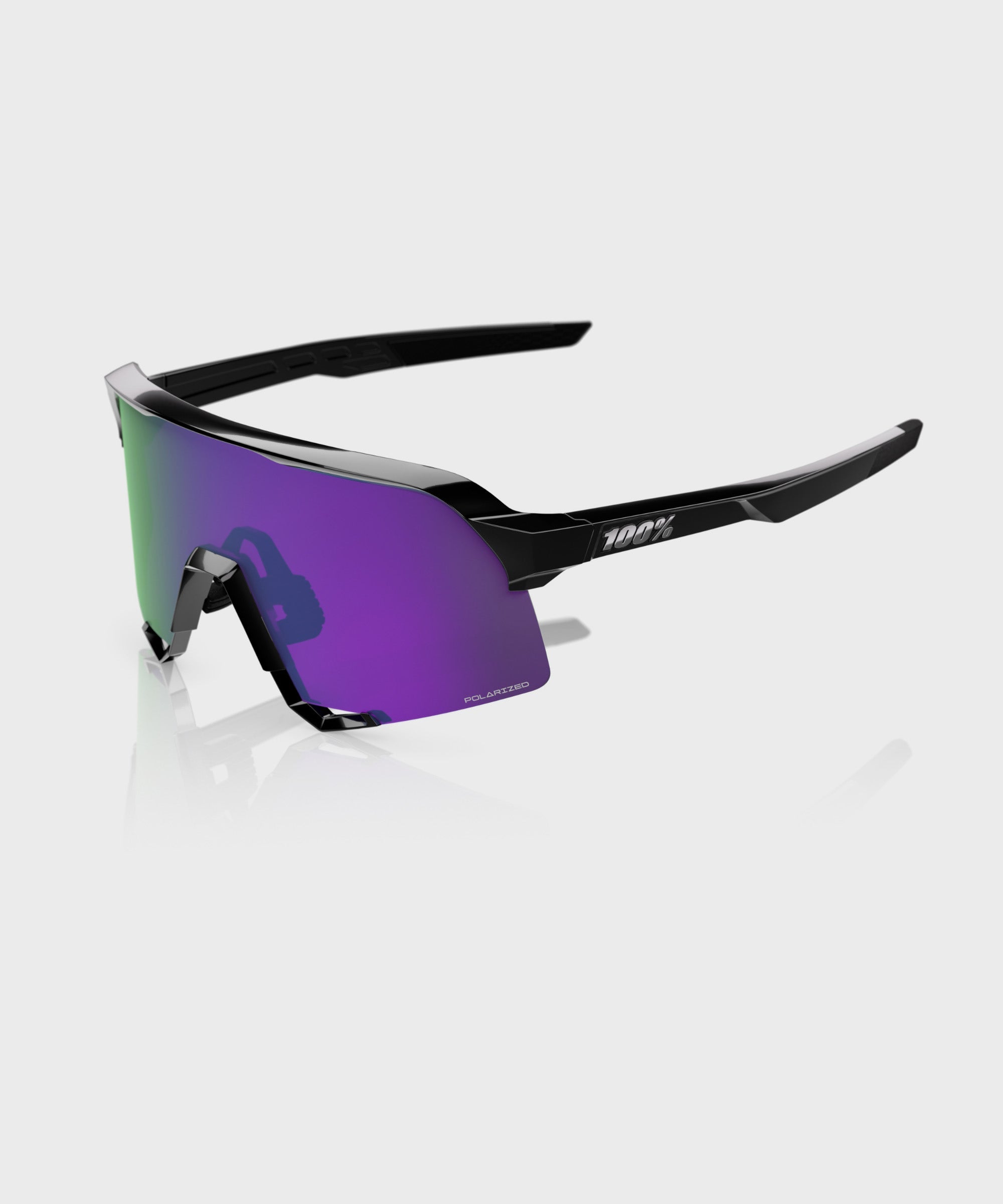 100% S3 Glasses Polished Black / HiPER Lavender Mirror Polarized Lens - FREE UK Shipping, FREE 365 Day Returns | Moto Central