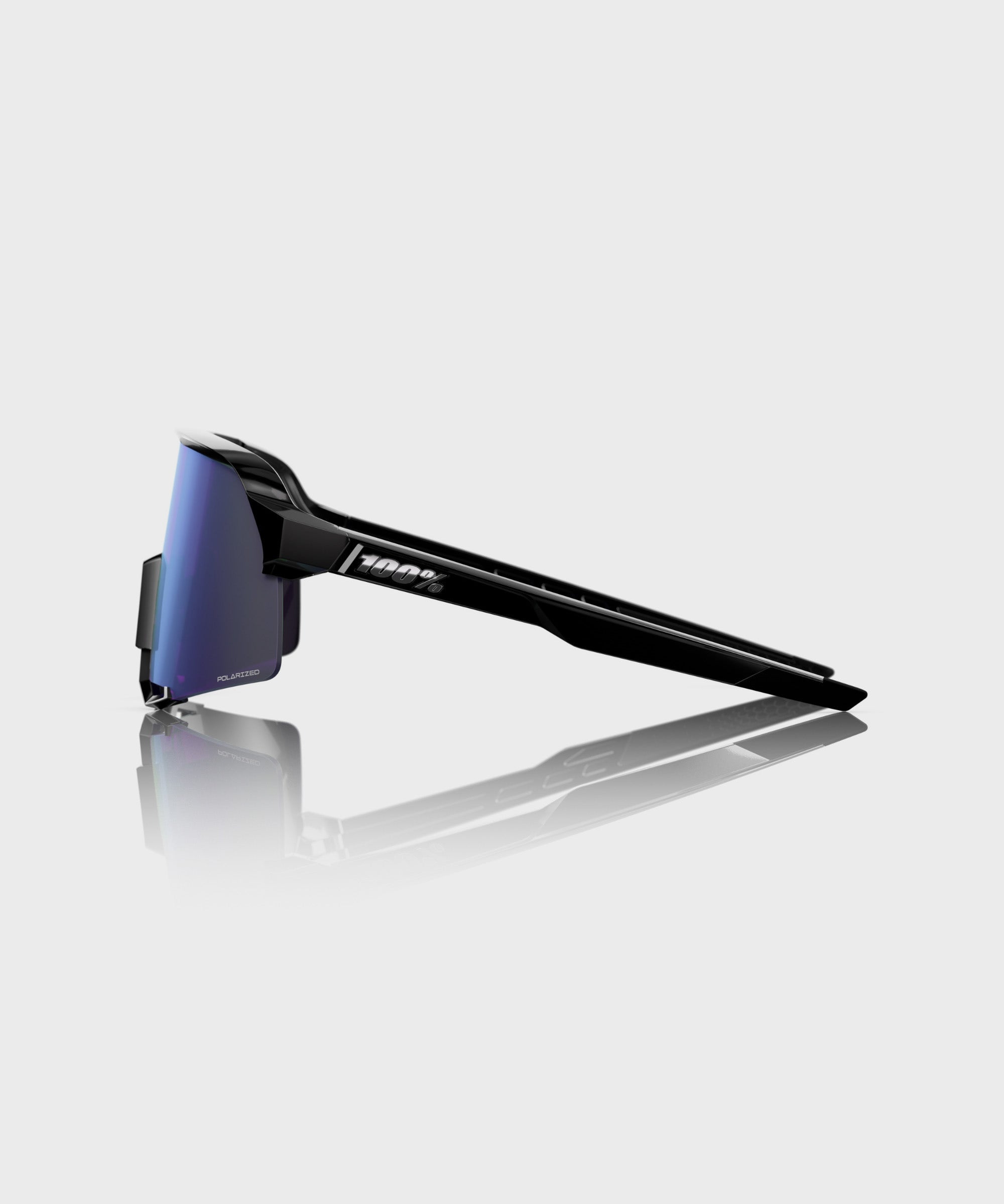 100% S3 Glasses Polished Black / HiPER Lavender Mirror Polarized Lens - FREE UK Shipping, FREE 365 Day Returns | Moto Central