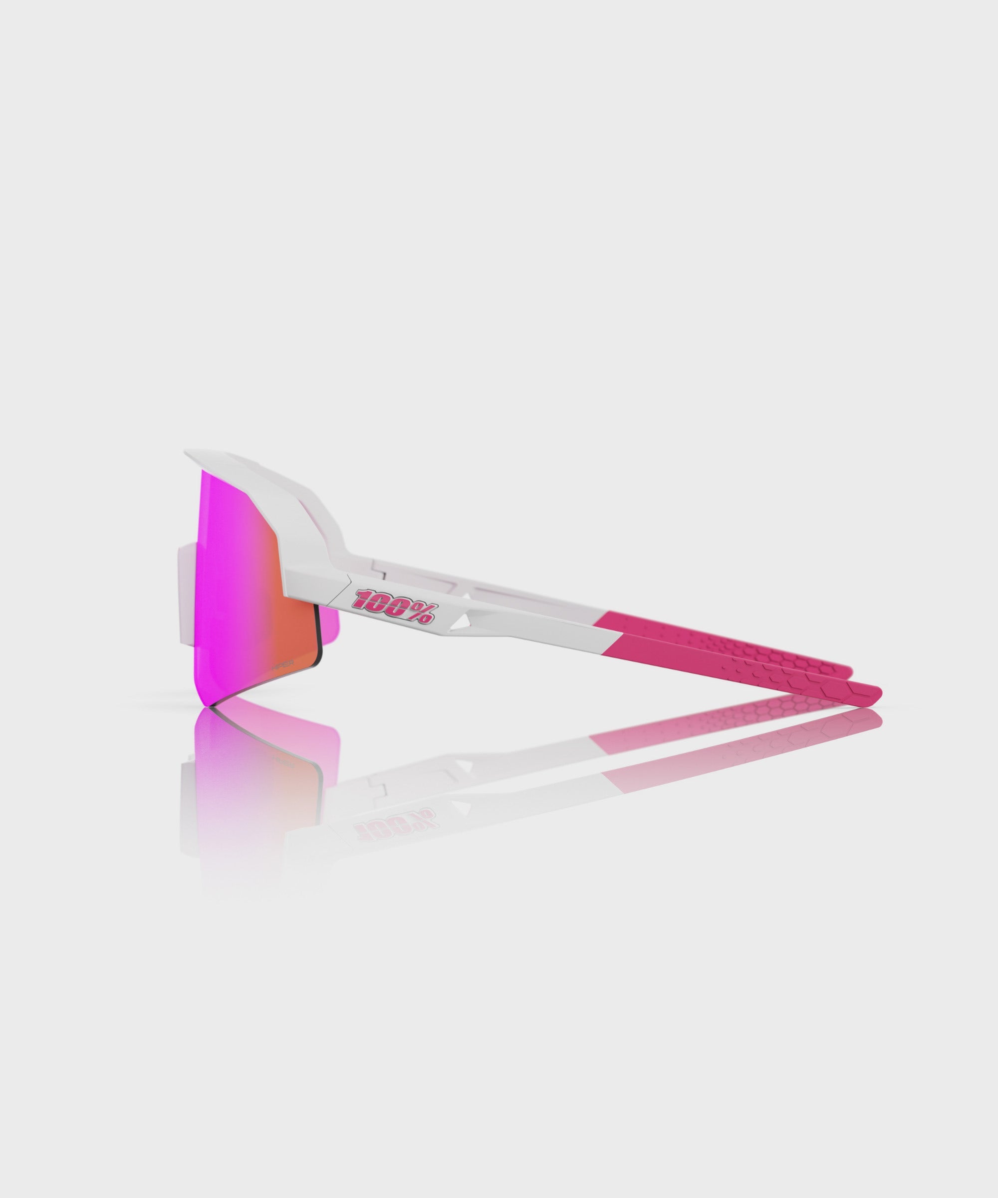 100% Slendale Youth Glasses Matt White Pink / HiPER Vital Pink Mirror Lens - FREE UK Shipping, FREE 365 Day Returns | Moto Central