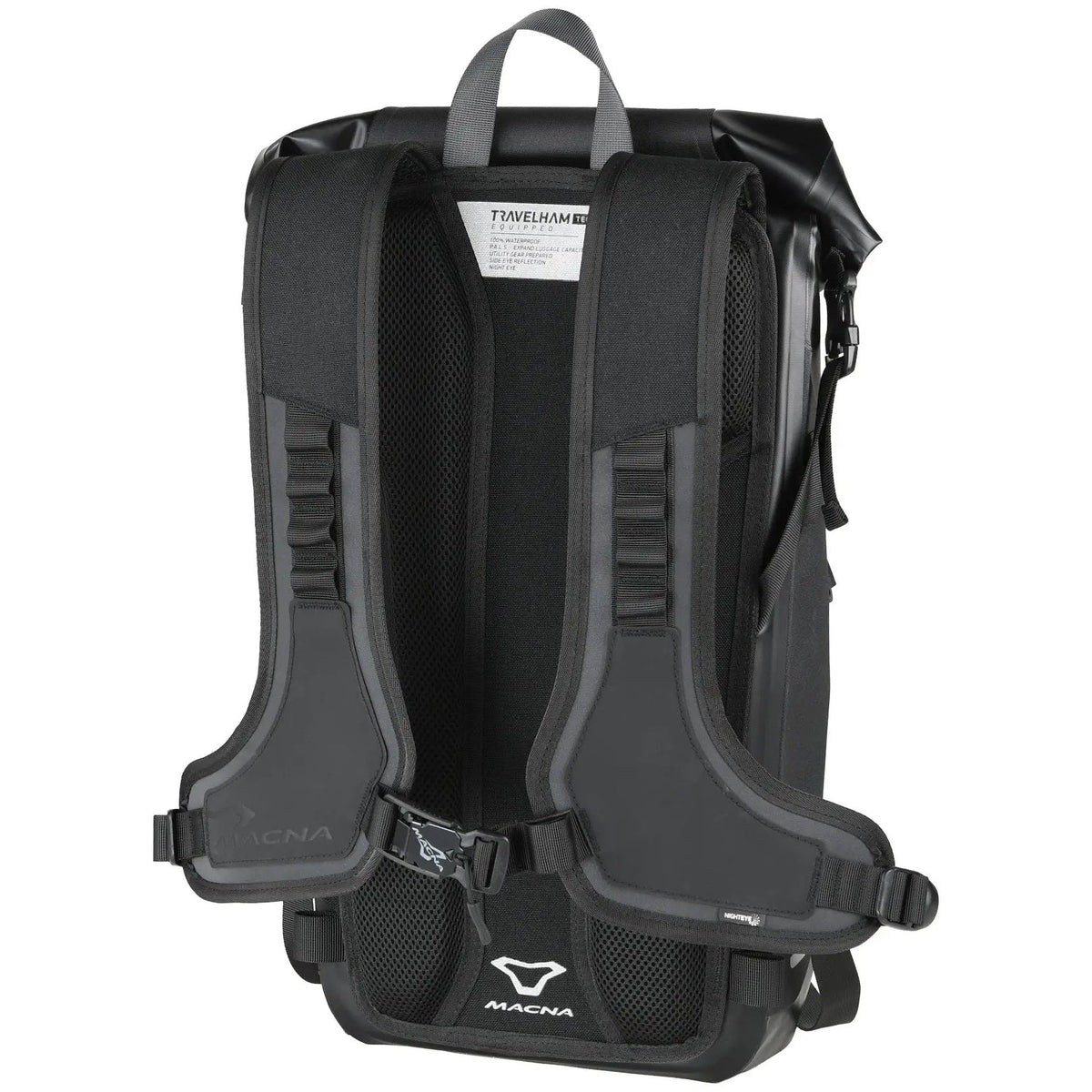 Macna MUBP Travelham Backpack Black, rear harness view