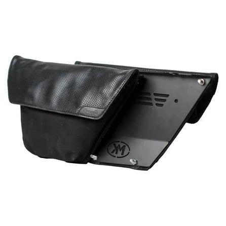Trip Machine Renegade Right Side Panel Bag Black, mounted on backing plate on white