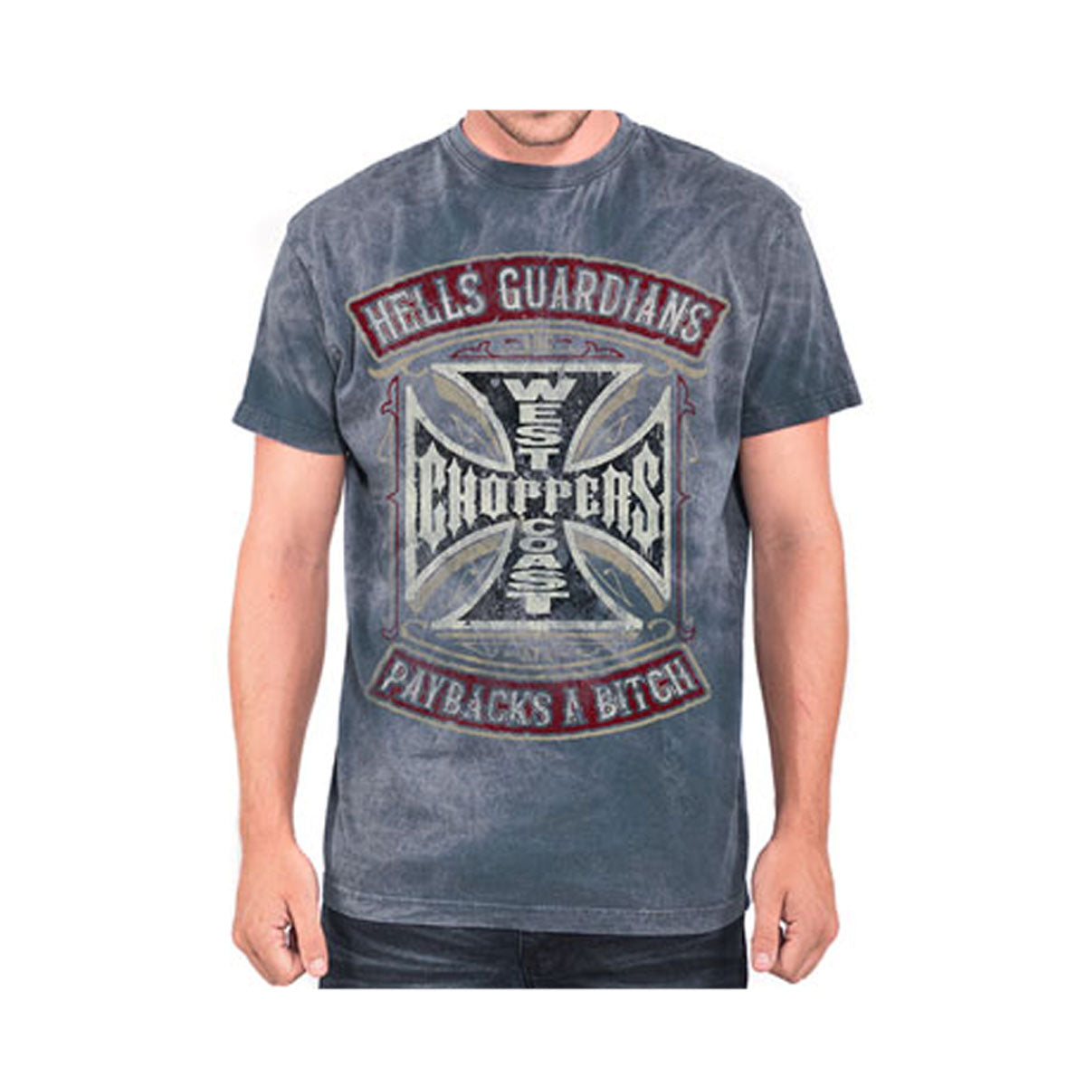West Coast Choppers Hells Guardians Vintage T-Shirt Blue - FREE UK Shipping, FREE 365 Day Returns | Moto Central