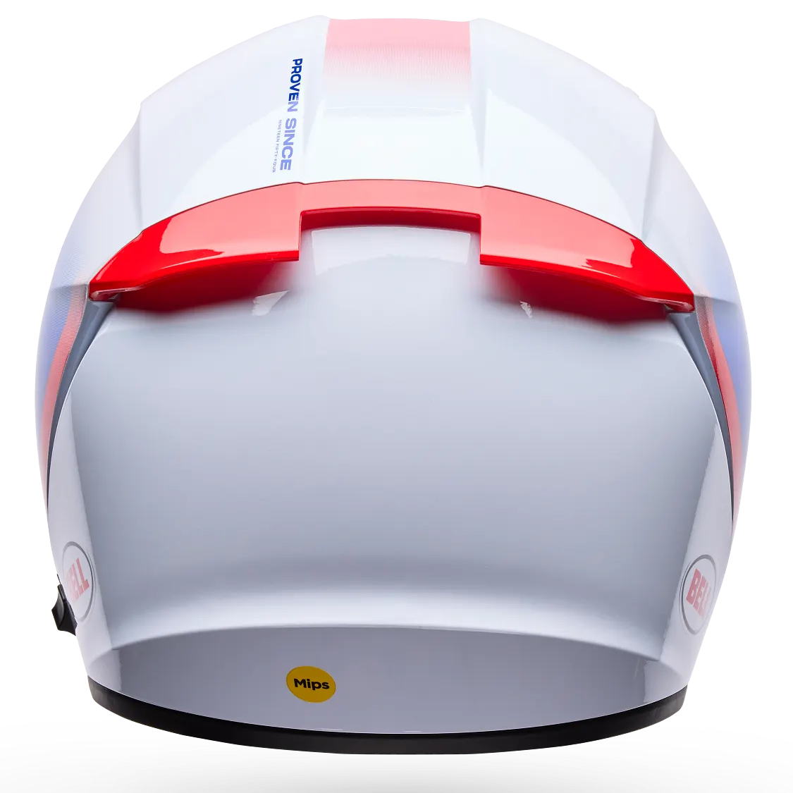 Bell Lithium MIPS Bash ECE 22.06 White / Blue full-face motorcycle helmet, rear view