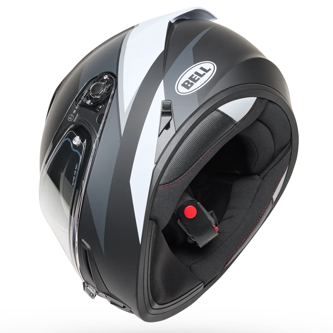 Bell Lithium Flip ECE 22.06 Black / White full-face motorcycle helmet, underside view
