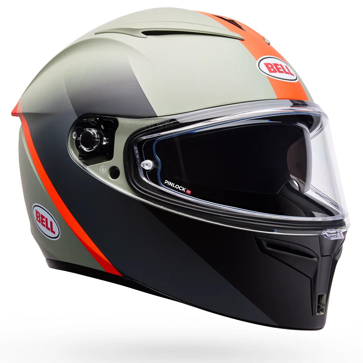 Bell Lithium MIPS Bash ECE 22.06 Grey / Orange full-face motorcycle helmet, front three-quarter view