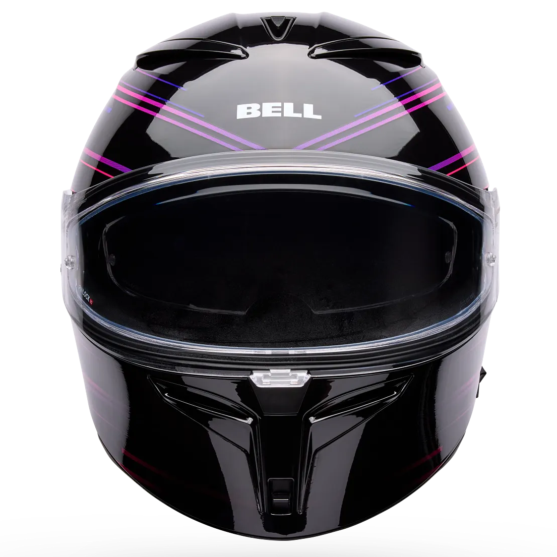 Bell Lithium Velo ECE 22.06 Black / Purple full-face motorcycle helmet, front view