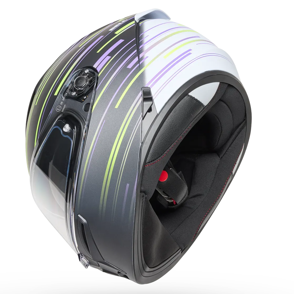Bell Lithium Velo ECE 22.06 Black / Yellow full-face motorcycle helmet, underside view