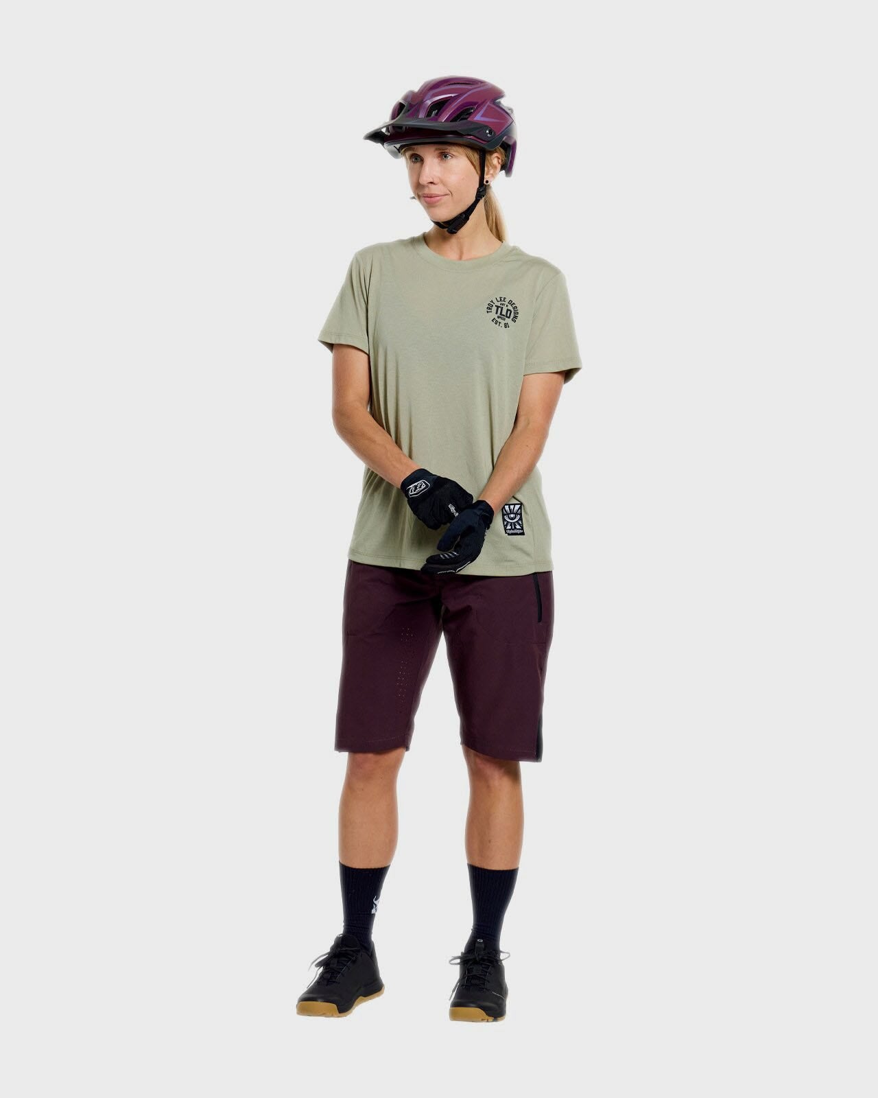 Troy Lee Designs Lilium Ride Short Sleeves Ladies Cycle T-Shirt Stamps Sage - FREE UK Shipping, FREE 365 Day Returns | Moto Central