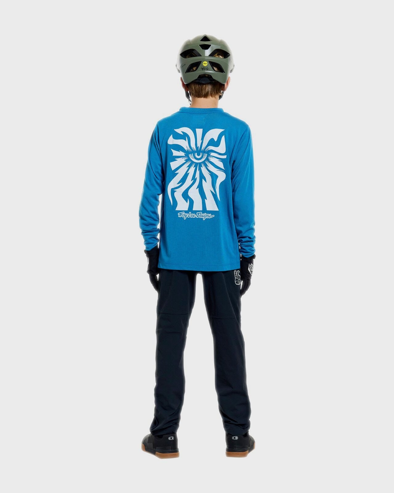 Troy Lee Designs Skyline Ride Long Sleeves Youth Cycle T-Shirt One Eye Aero Blue - FREE UK Shipping, FREE 365 Day Returns | Moto Central
