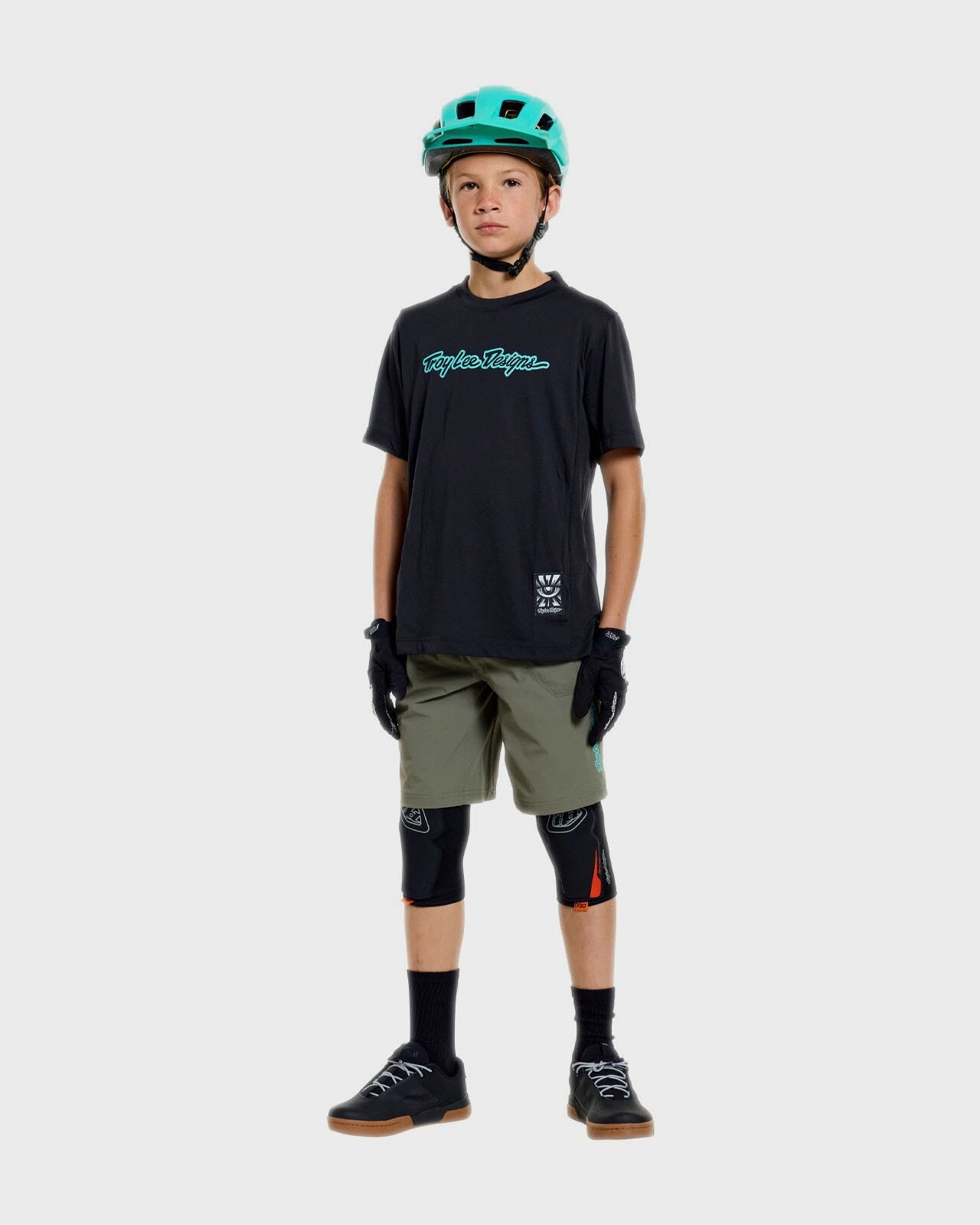 Troy Lee Designs Skyline Ride Short Sleeves Youth Cycle T-Shirt Signature Black / Real Teal - FREE UK Shipping, FREE 365 Day Returns | Moto Central