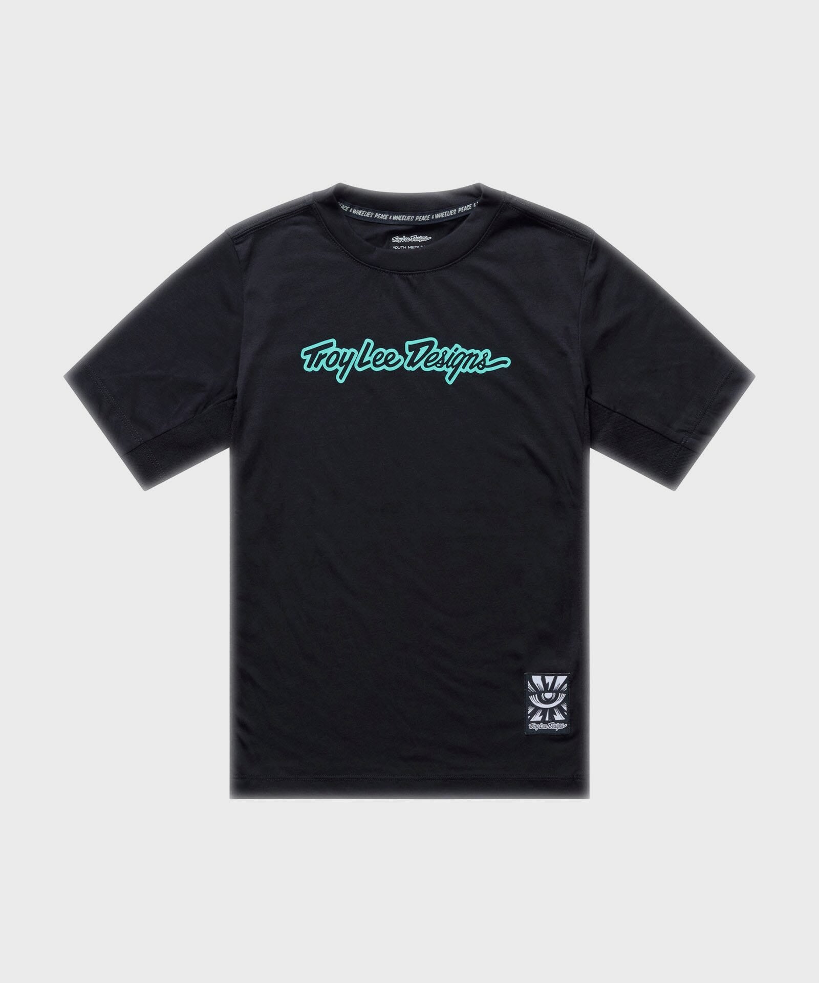 Troy Lee Designs Skyline Ride Short Sleeves Youth Cycle T-Shirt Signature Black / Real Teal - FREE UK Shipping, FREE 365 Day Returns | Moto Central