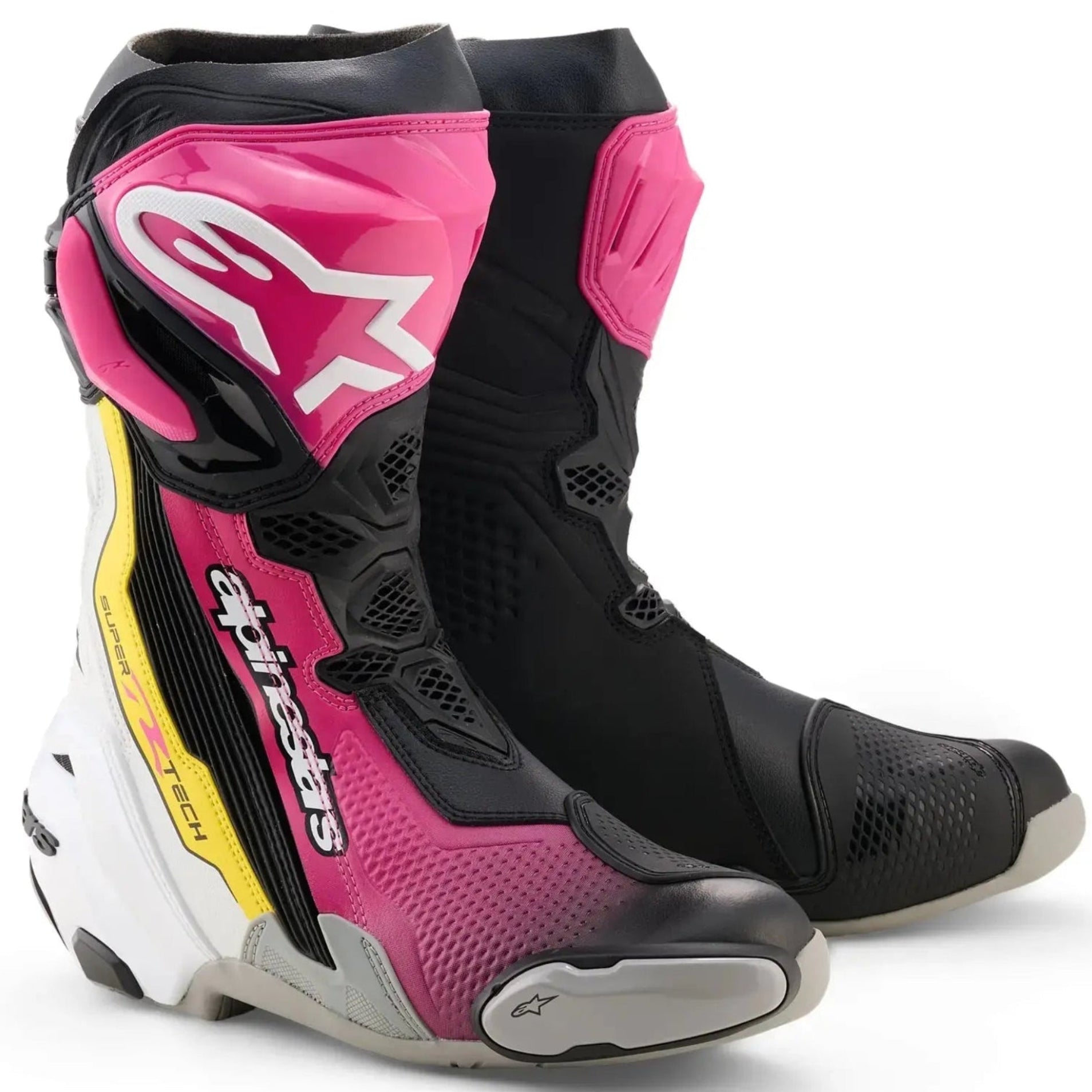Alpinestars Supertech R Boots Black / Magenta / White / Yellow FREE UK Delivery, FREE 365 Day Returns | Moto Central
