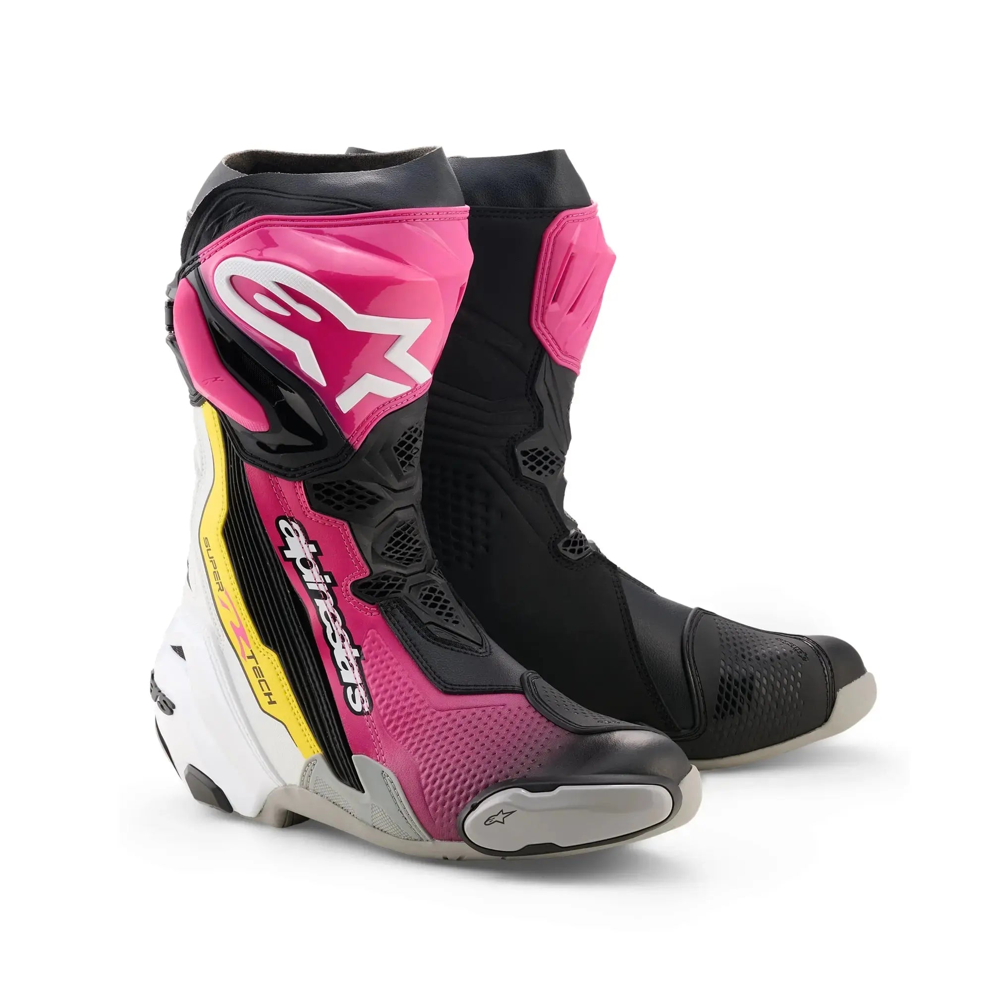 Alpinestars Supertech R Boots Black / Magenta / White / Yellow FREE UK Delivery, FREE 365 Day Returns | Moto Central