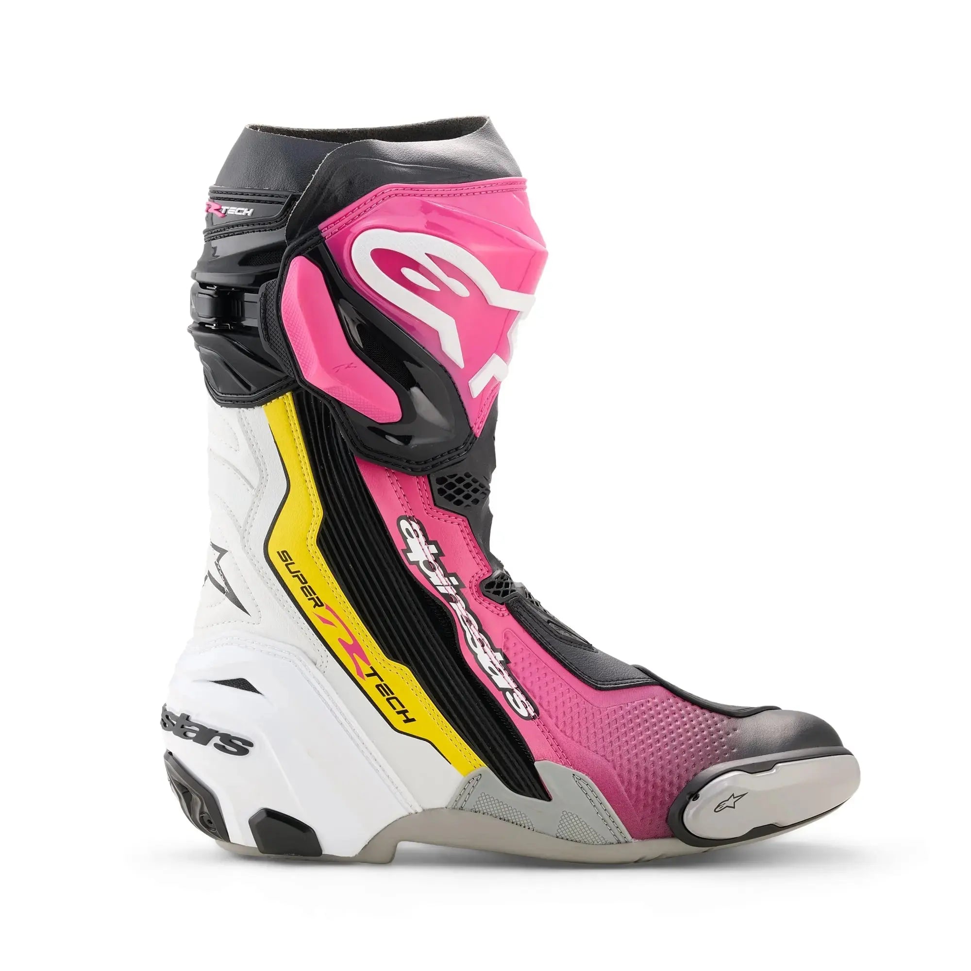 Alpinestars Supertech R Boots Black / Magenta / White / Yellow FREE UK Delivery, FREE 365 Day Returns | Moto Central