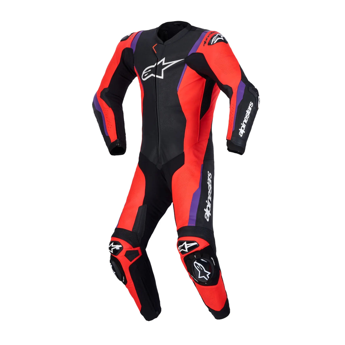 Alpinestars Missile V3 One Piece Leather Suit Black / Fluo Red / Purple FREE UK Delivery, FREE 365 Day Returns | Moto Central