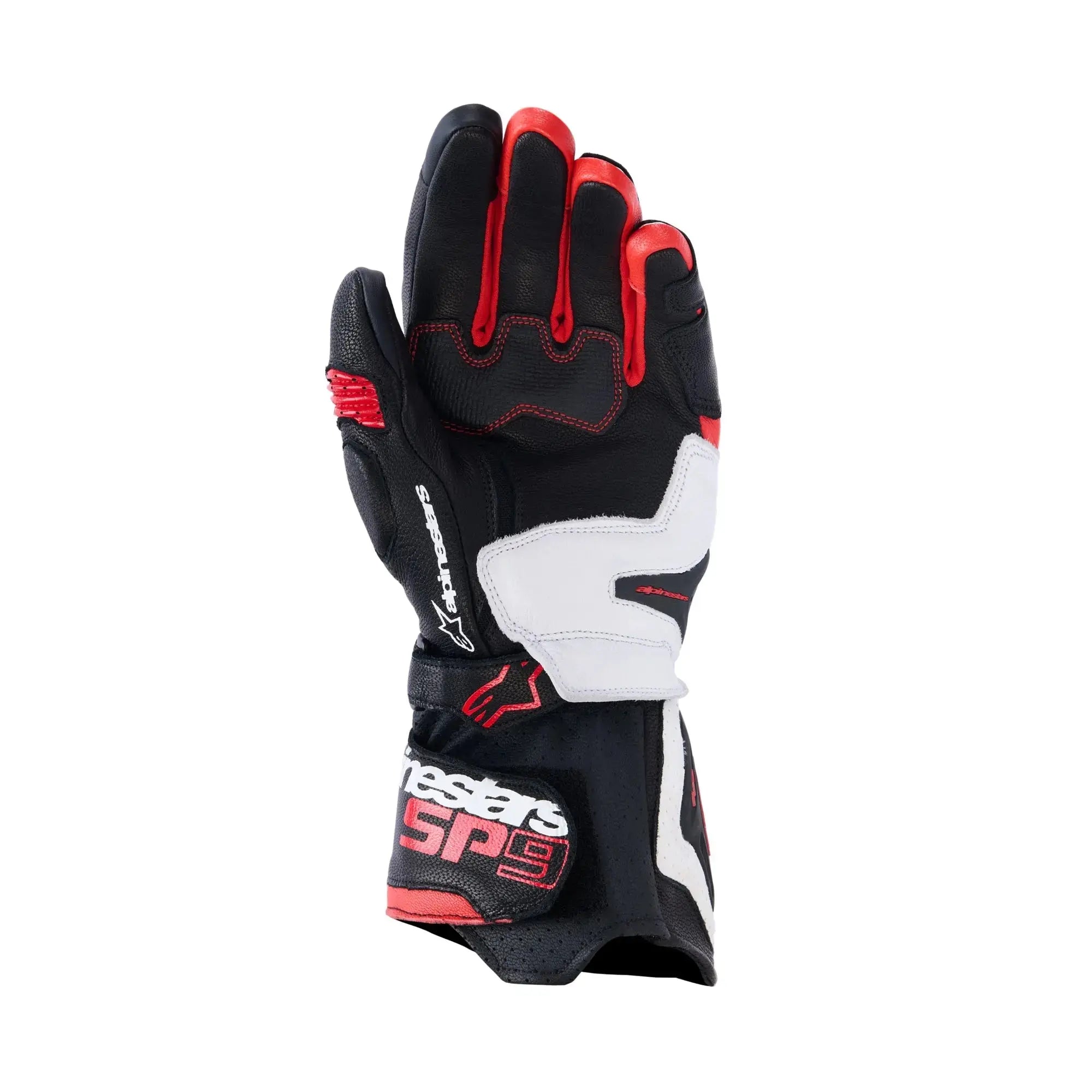 Alpinestars SP-9 Leather Gloves Black / White / Bright Red FREE UK Delivery, FREE 365 Day Returns | Moto Central