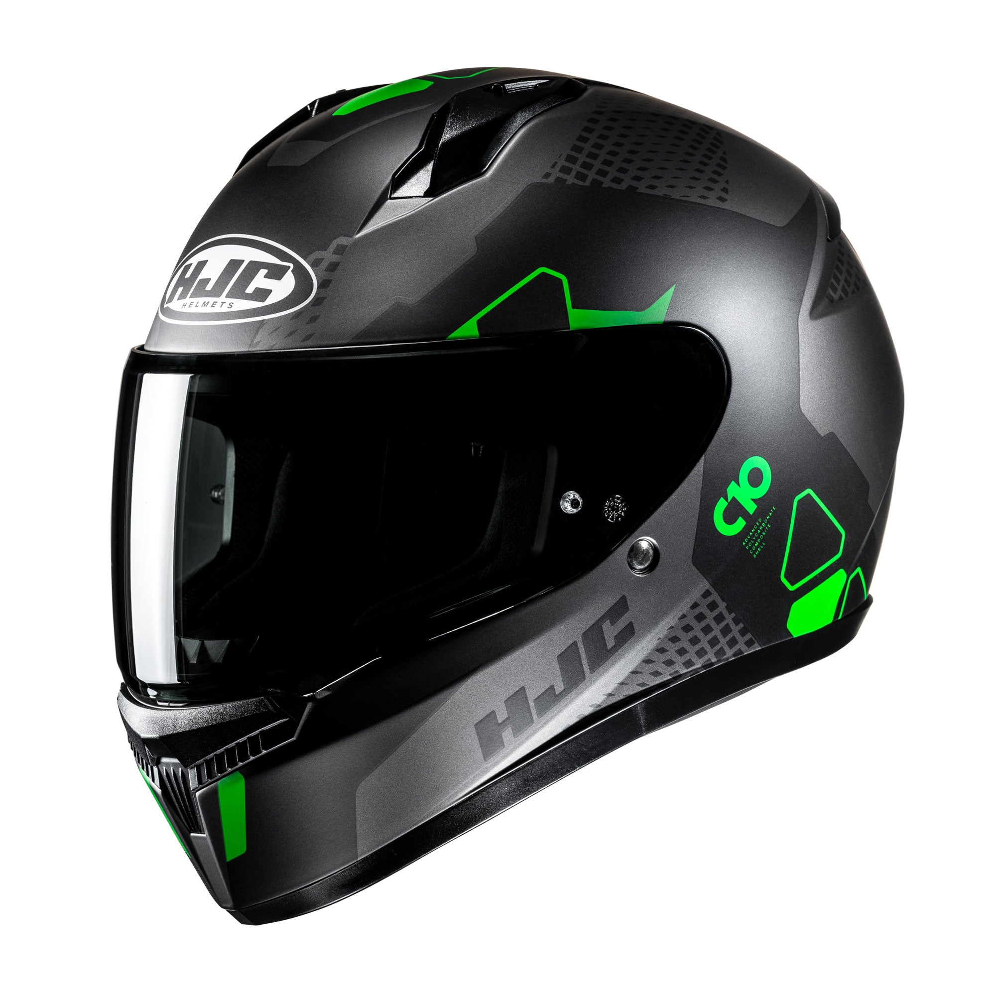 HJC C10 Aspa Full Face Helmet MC4SF Green - FREE UK Shipping, FREE 365 Day Returns | Moto Central