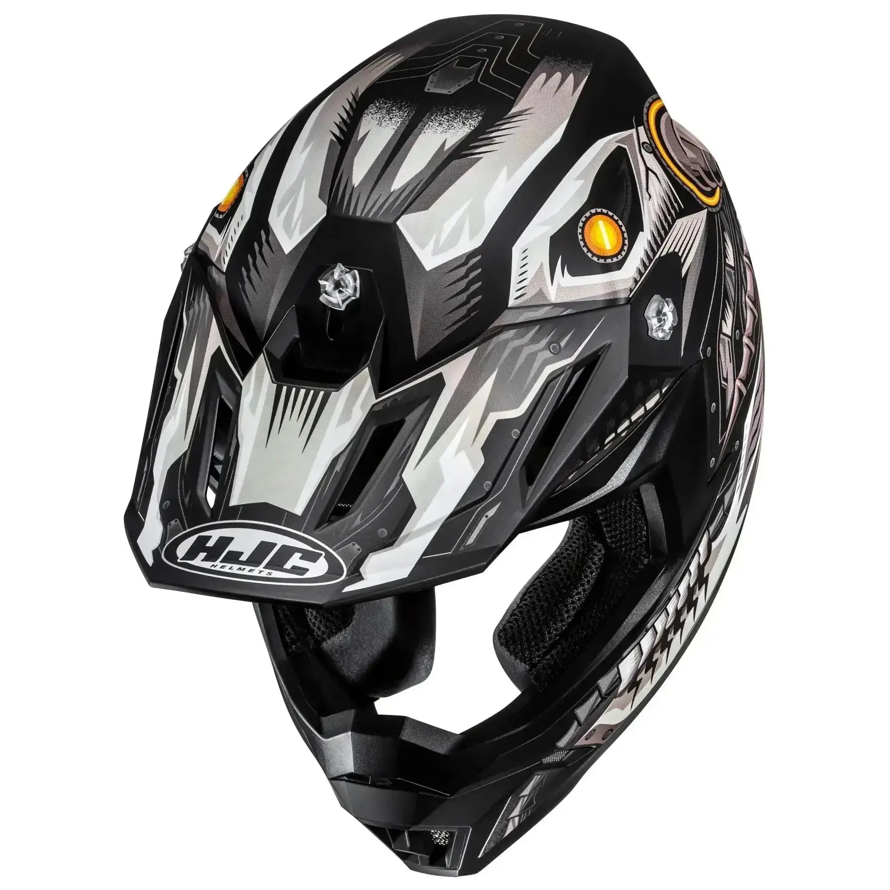 HJC C50 Mecha Beast MC5SF Black motocross helmet, top-front three-quarter view on white background