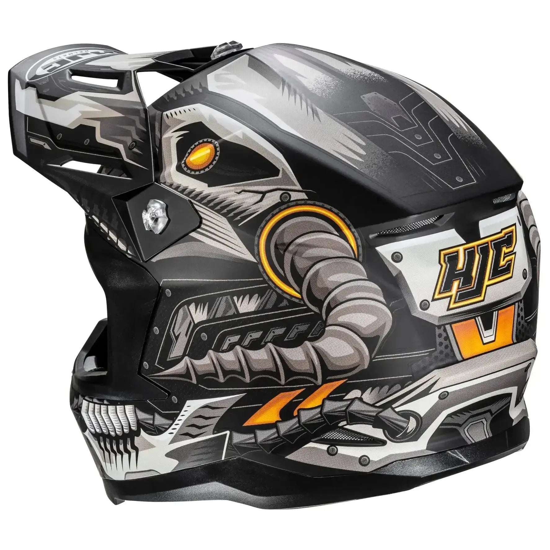 HJC C50 Mecha Beast MC5SF Black motocross helmet, right side view on white background