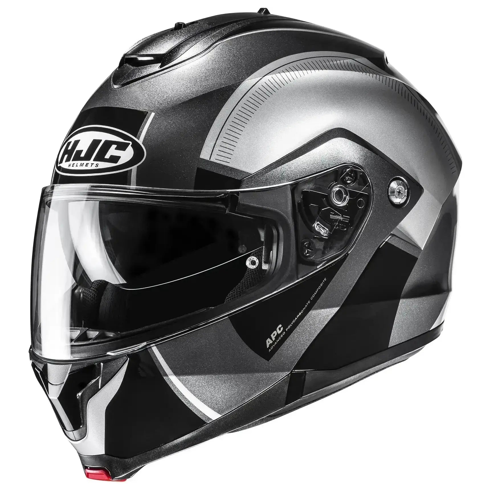 HJC C91N Jyn MC5 Black flip-up motorcycle helmet, side view on white background