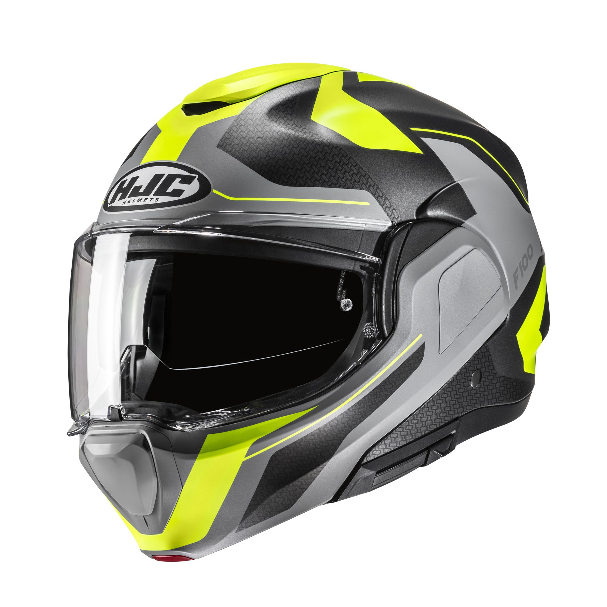 HJC F100 Bios Flip-Up Helmet MC3HSF Yellow - FREE UK Shipping, FREE 365 Day Returns | Moto Central