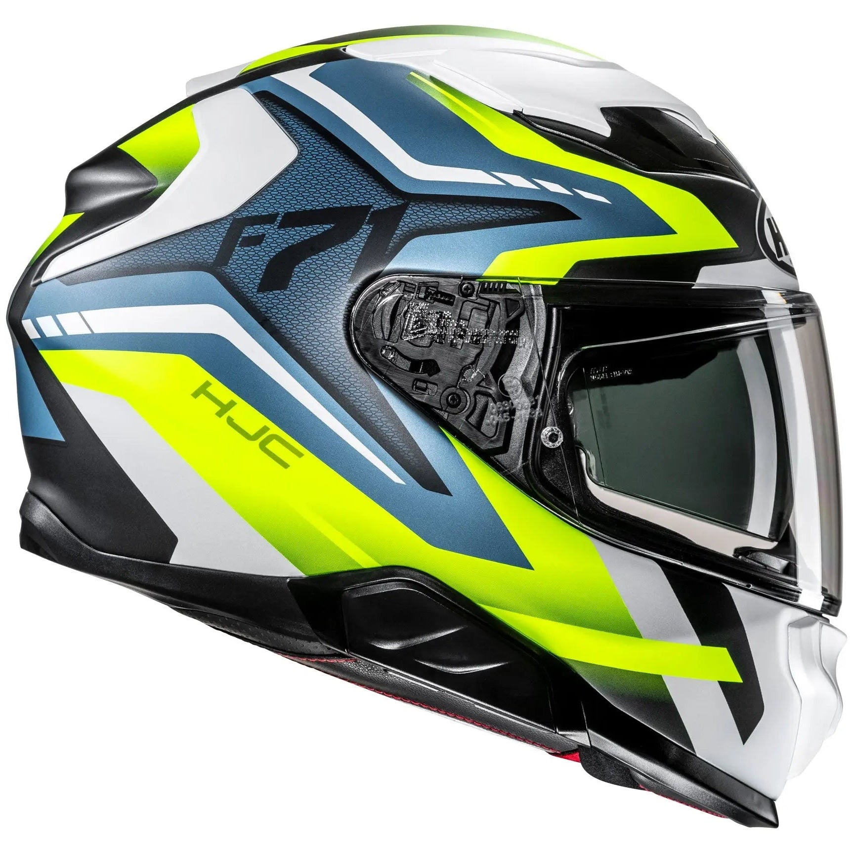 HJC F71 FES MC3HSF Yellow Full Face Motorcycle Helmet, right-side view on white background