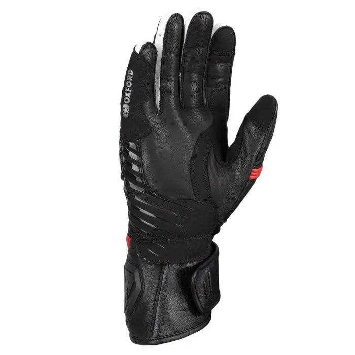 Oxford RP-5 3.0 Leather Gloves Black / White / Red FREE UK Delivery, FREE 365 Day Returns | Moto Central