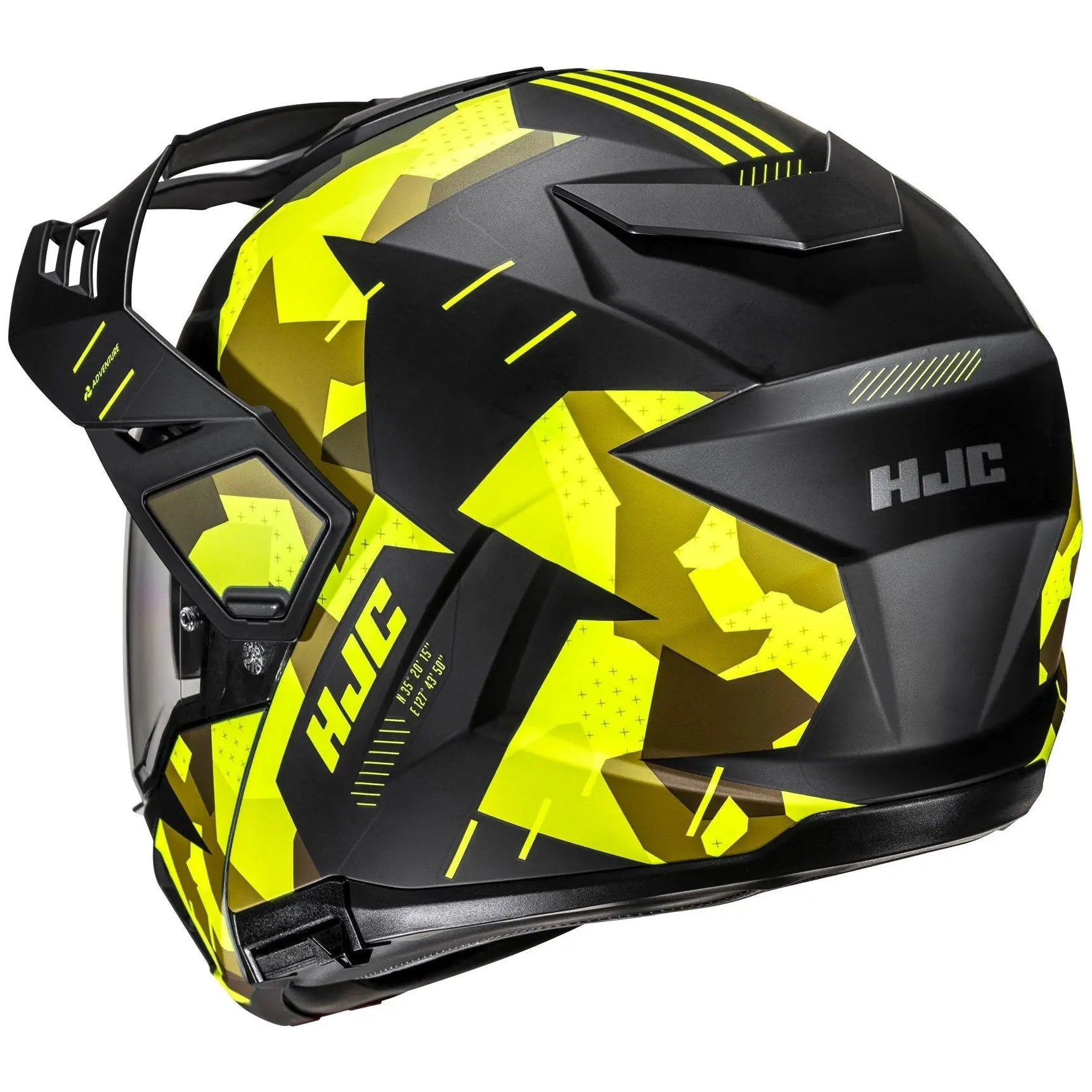 HJC i80 Roki Adventure MC3HSF Yellow, rear-right view on white background