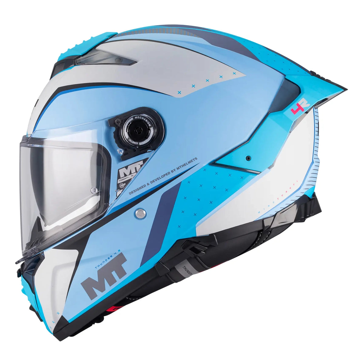 MT Helmets Thunder 4 R Wind Tunnel C7 Matt Blue, left-side profile