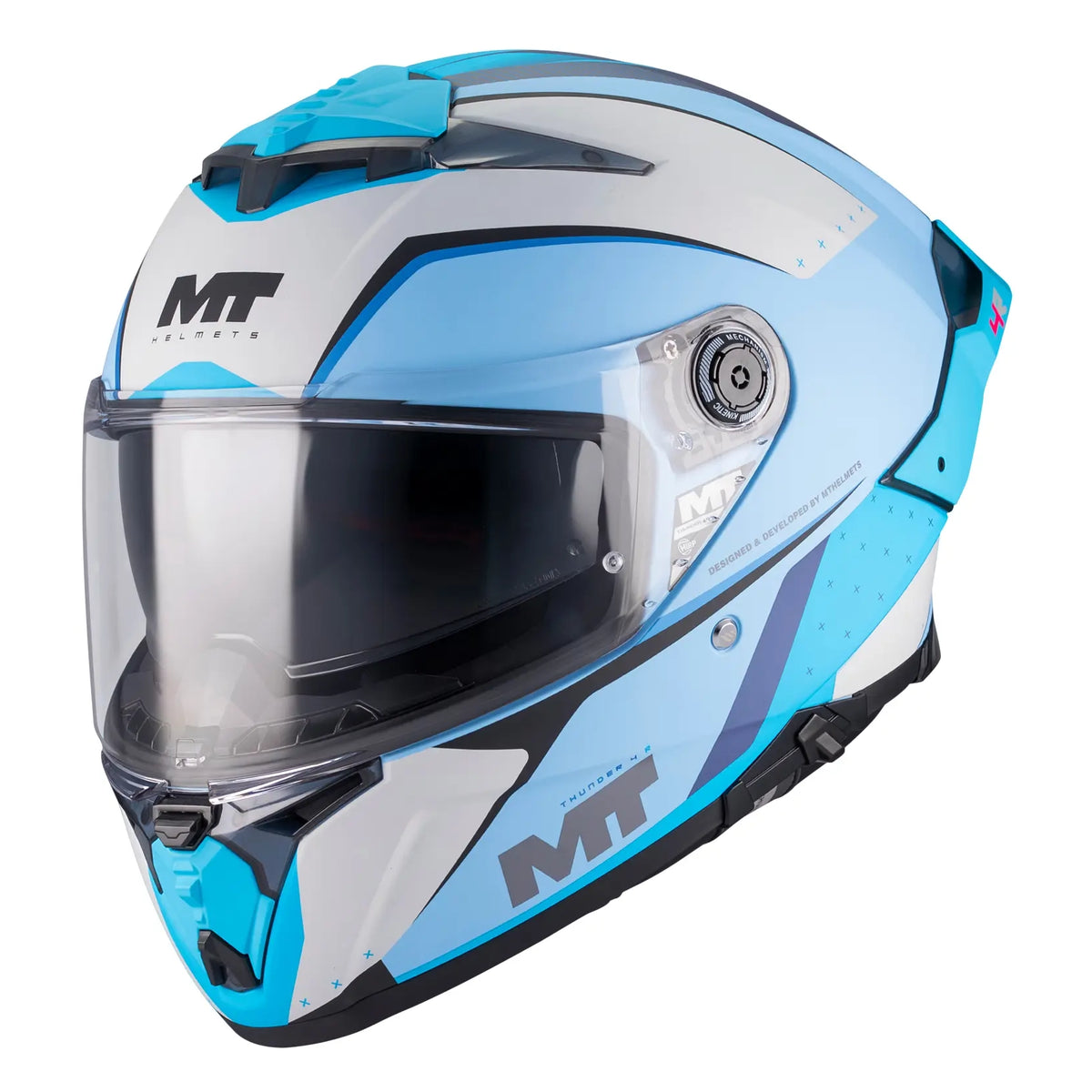 MT Helmets Thunder 4 R Wind Tunnel C7 Matt Blue, front three-quarter view