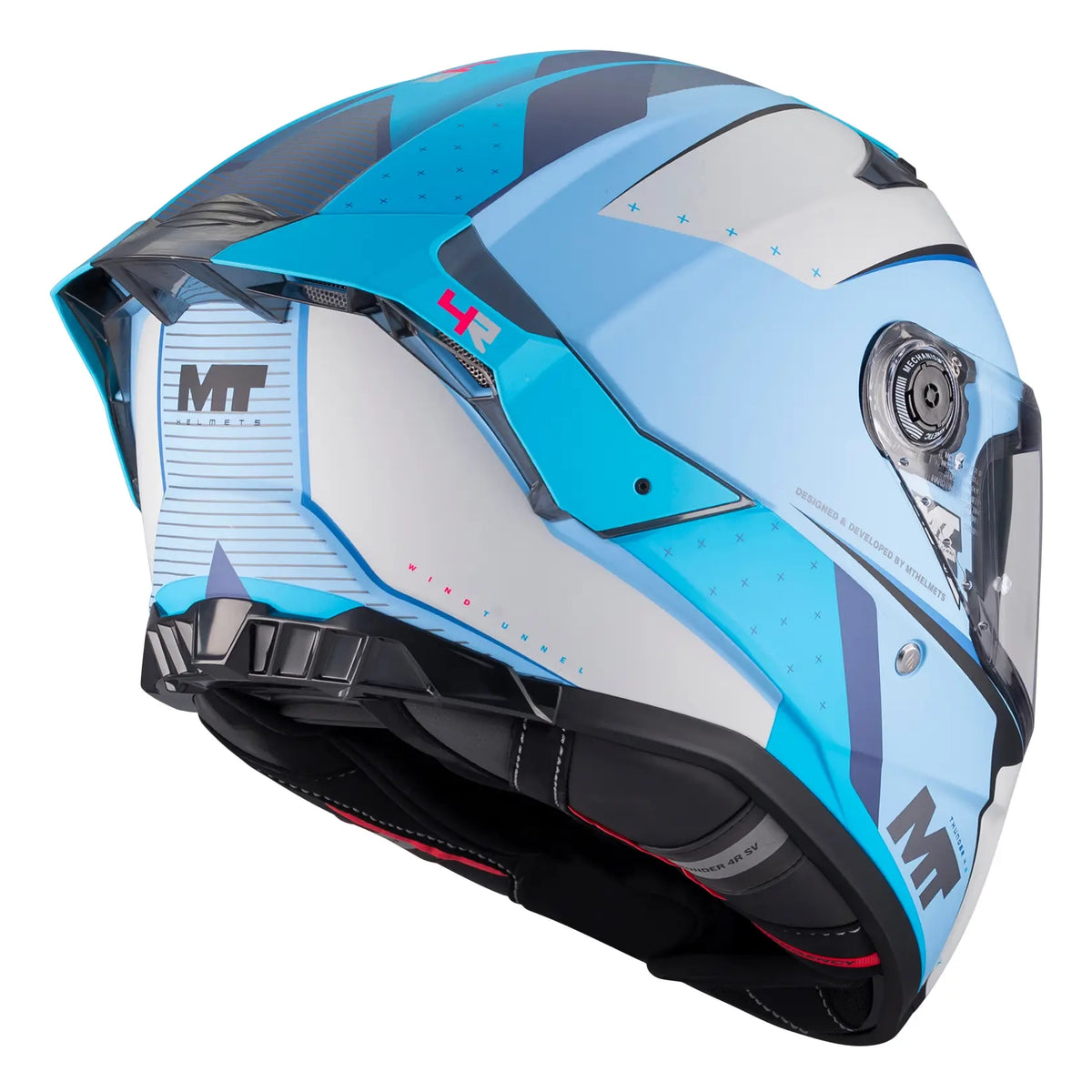 MT Helmets Thunder 4 R Wind Tunnel C7 Matt Blue, rear three-quarter view