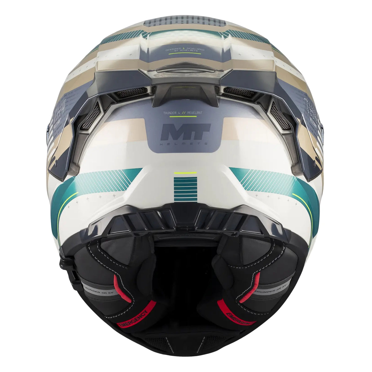 MT Helmets Thunder 4 R Relevant C6 Gloss Grey / Green, rear view