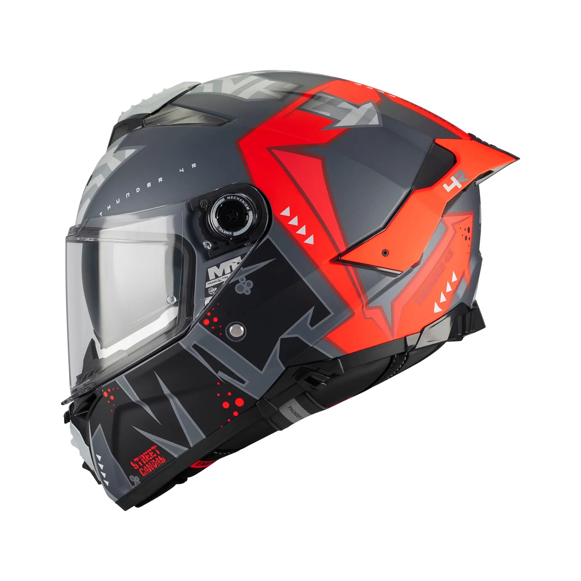 canvas covered motorcycle helmet MT Thunder 4 R Canvas C5 Matt Black / Red FREE Delivery, FREE Returns