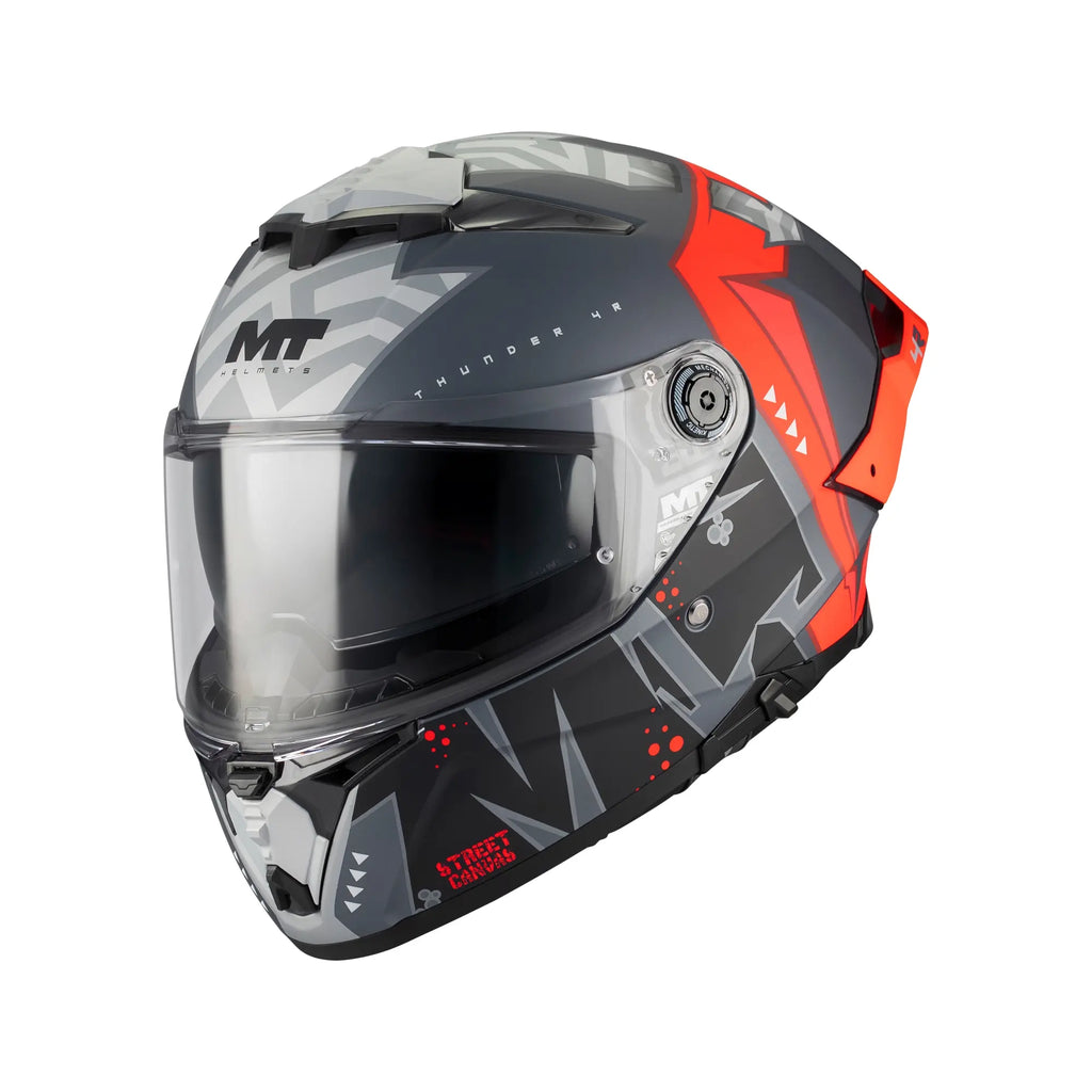 MT Helmets Thunder 4 R Canvas C5 Matt Black / Red