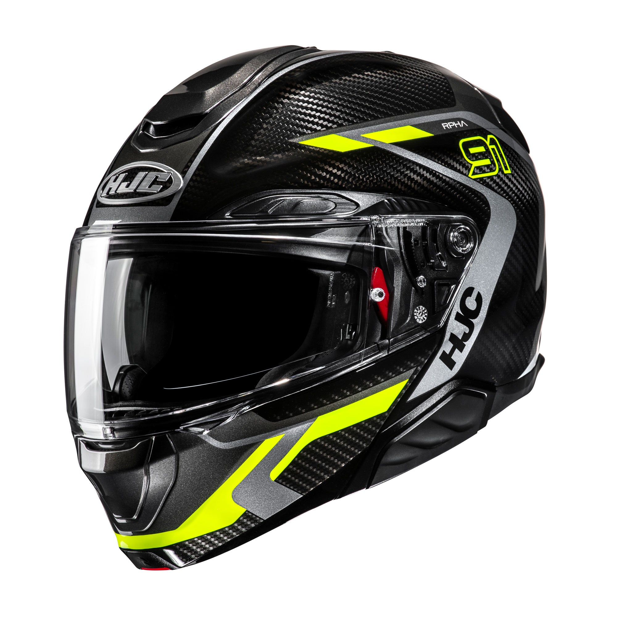 HJC RPHA 91 Carbon Lagos Flip-Up Helmet MC3H Yellow - FREE UK Shipping, FREE 365 Day Returns | Moto Central