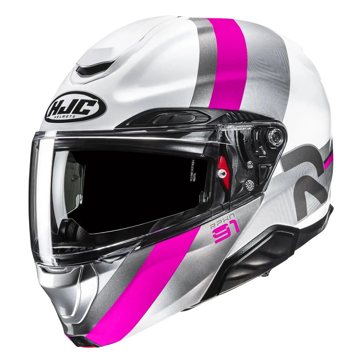 HJC RPHA 91 Fensh MC8 Pink, modular motorcycle helmet product view on white background