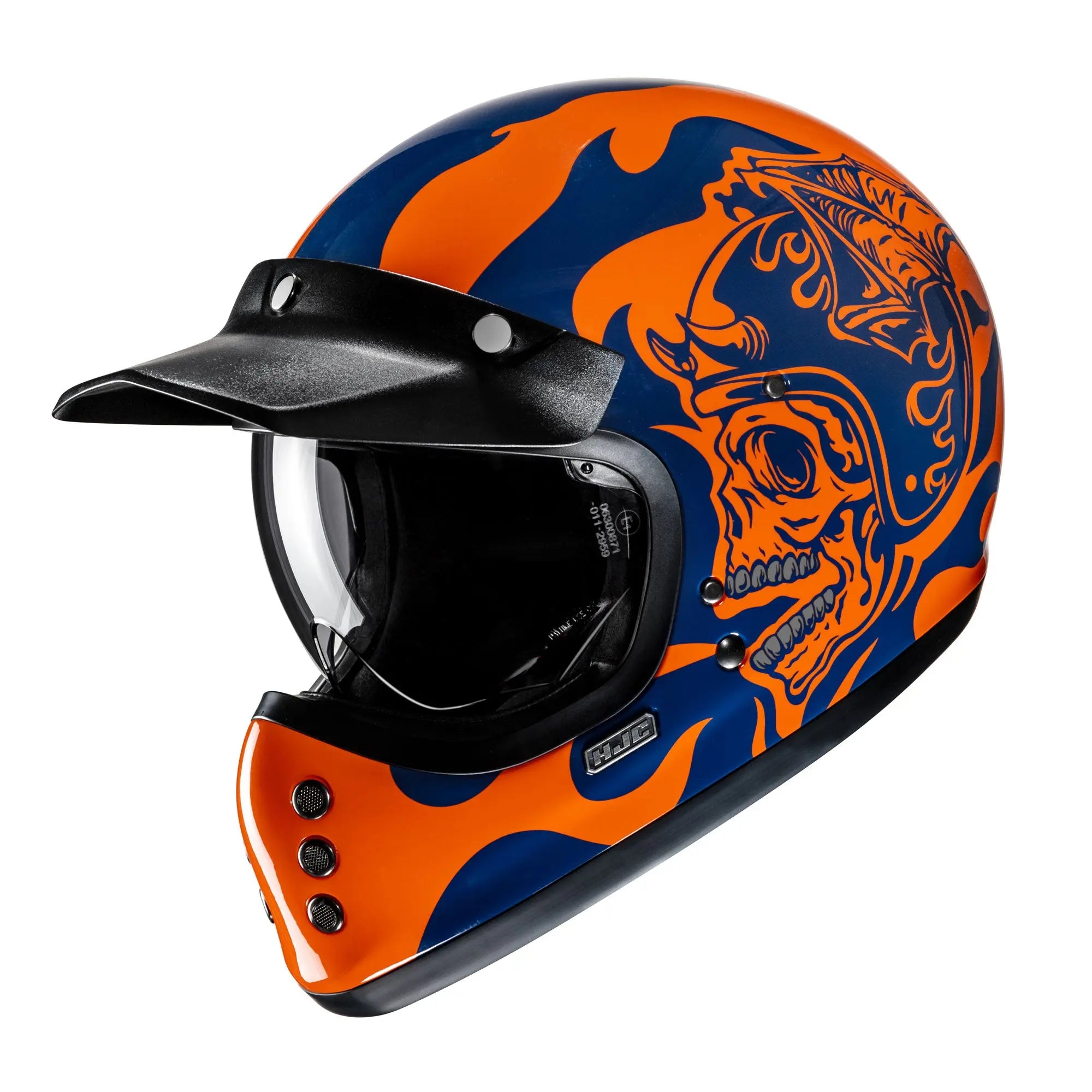 HJC V60 Flame MC27 Blue / Orange  - FREE UK Shipping, FREE 365 Day Returns | Moto Central