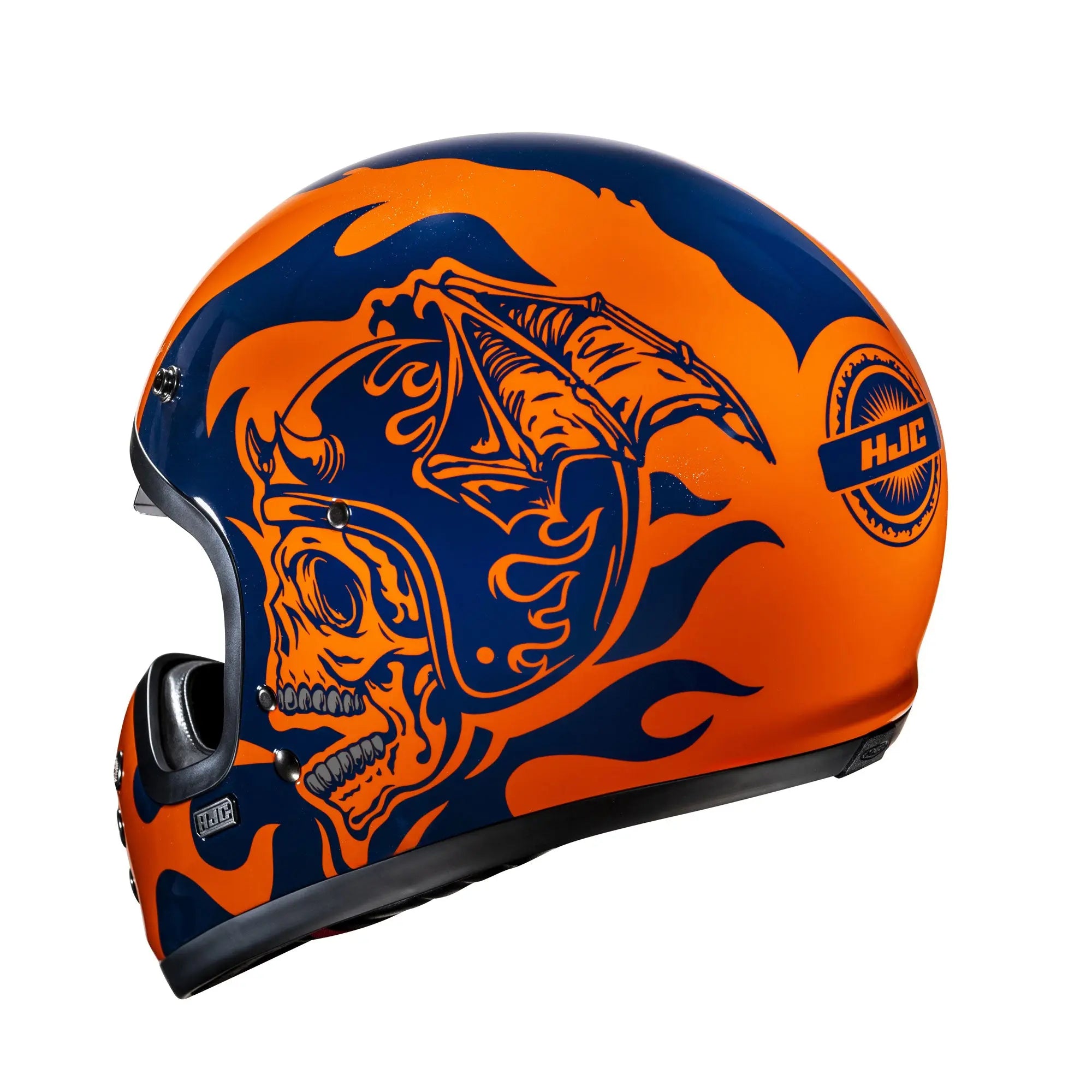 HJC V60 Flame MC27 Blue / Orange  - FREE UK Shipping, FREE 365 Day Returns | Moto Central