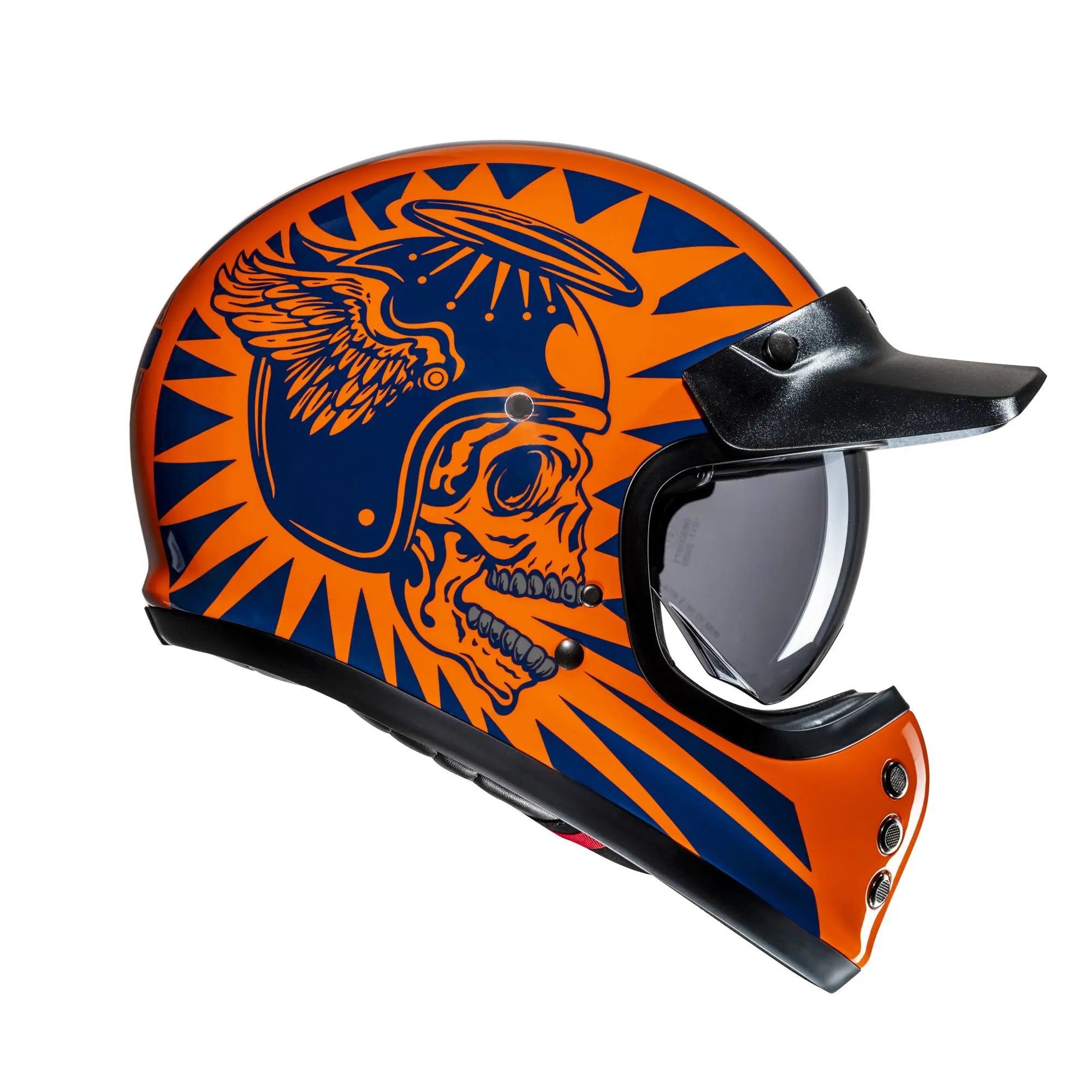 HJC V60 Flame MC27 Blue / Orange  - FREE UK Shipping, FREE 365 Day Returns | Moto Central