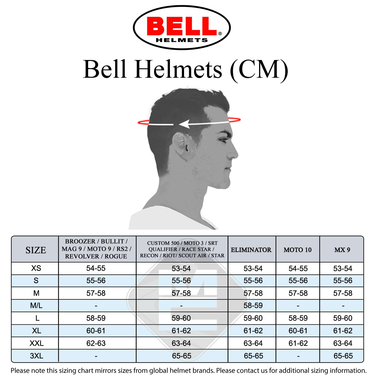 Bell Men's Size Guide